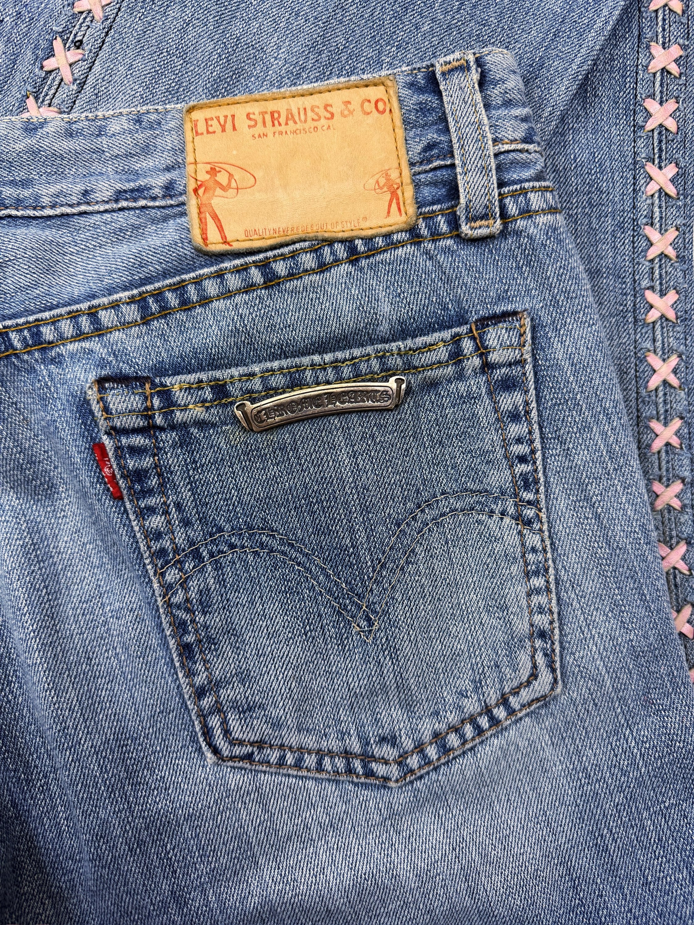 Chrome Hearts x Levi’s Triple Pink Patch Silver Cross Flared Jeans