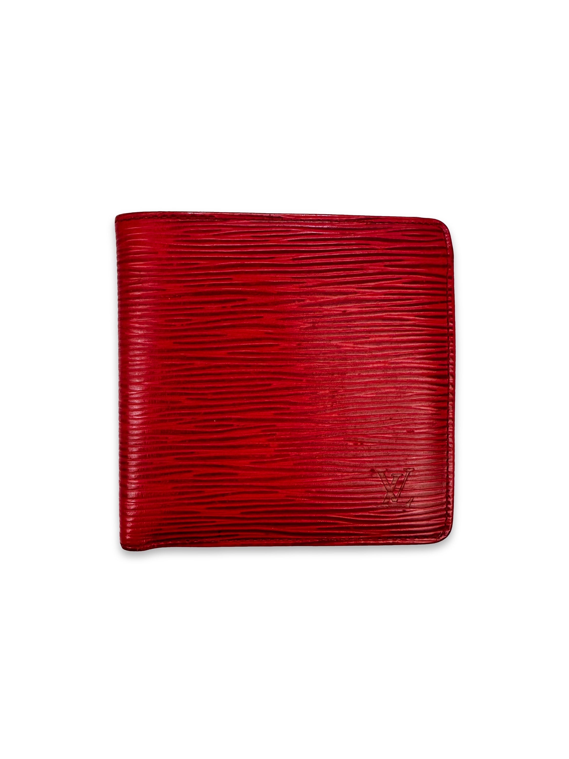 00s Louis Vuitton Epi Cherry Red Embossed Bifold Wallet