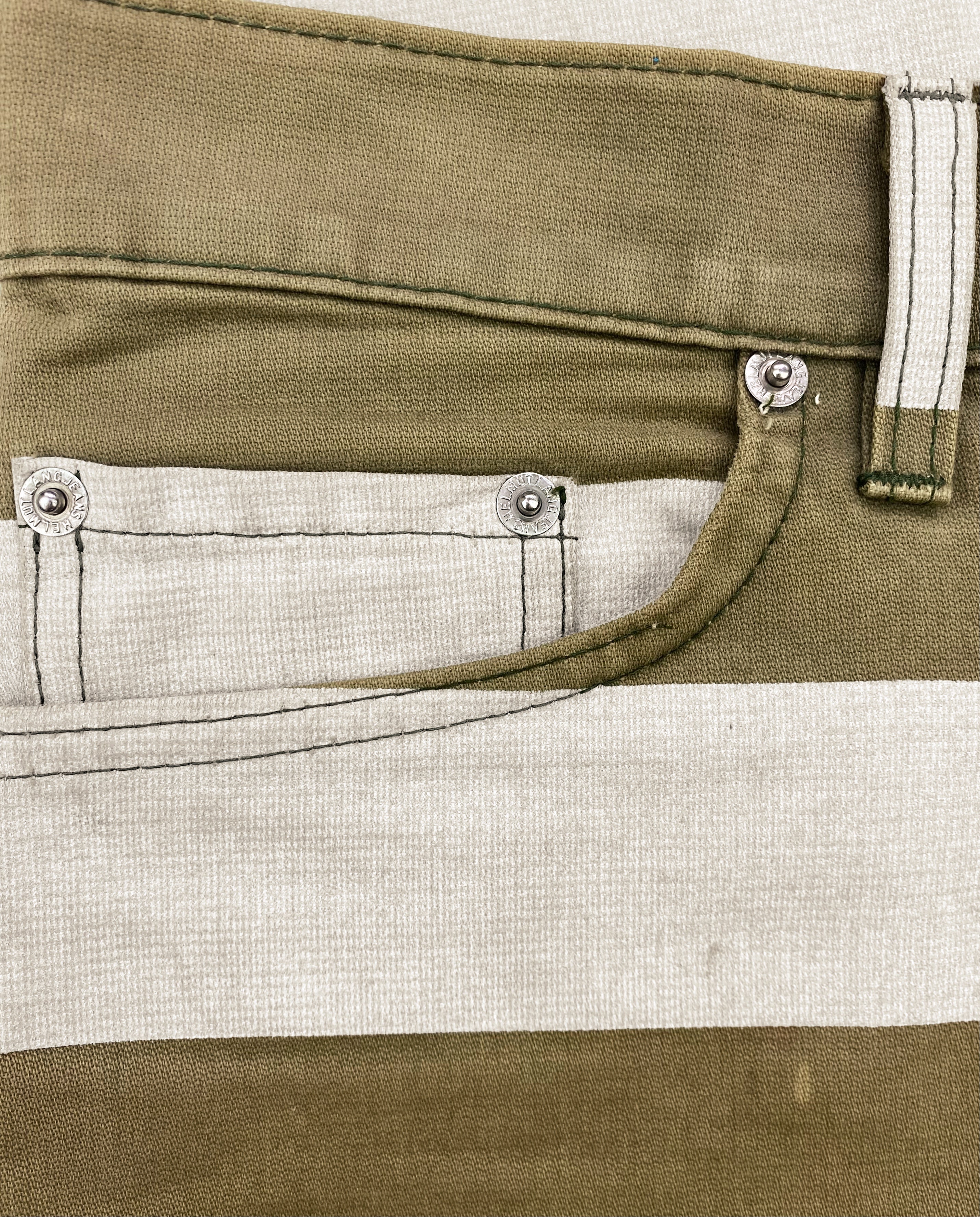 SS99 Helmut Lang “Prisoner” Olive Striped Denim