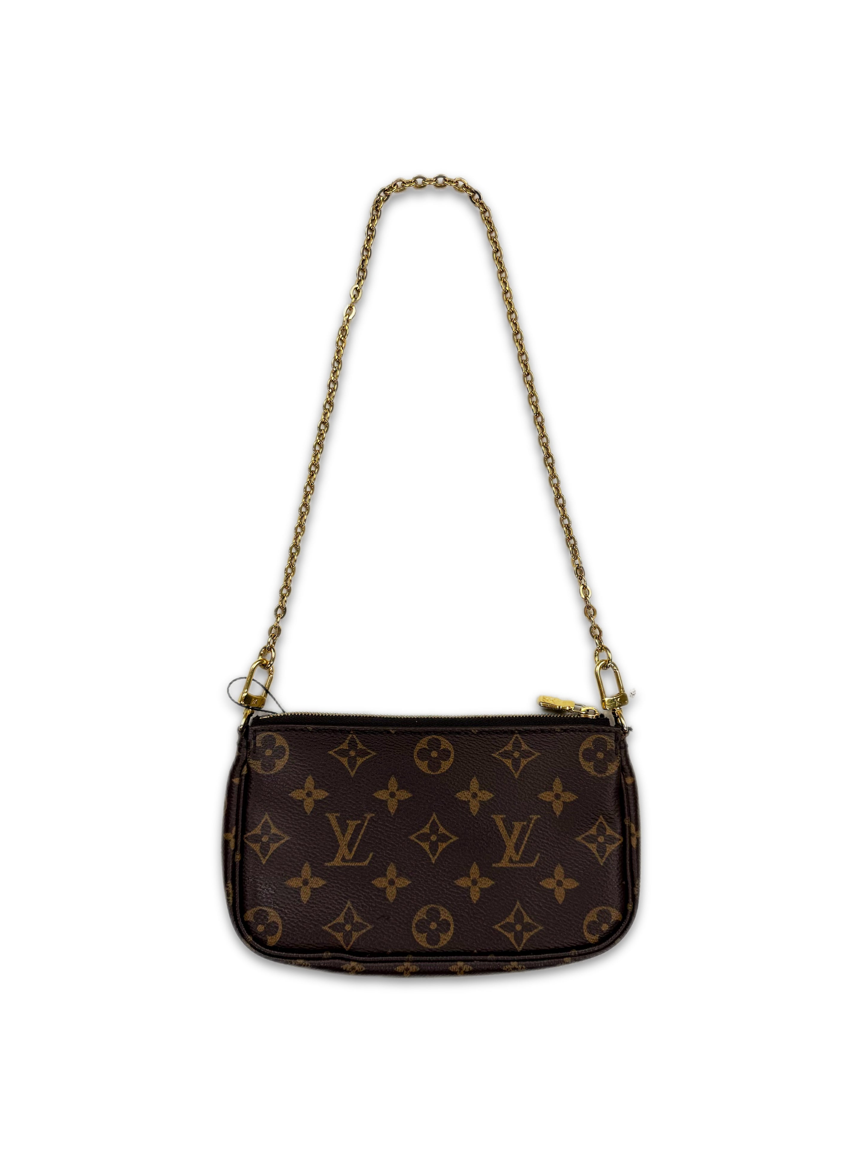 Louis Vuitton ‘Mini Pochette’ Brown Monogram Gold Purse