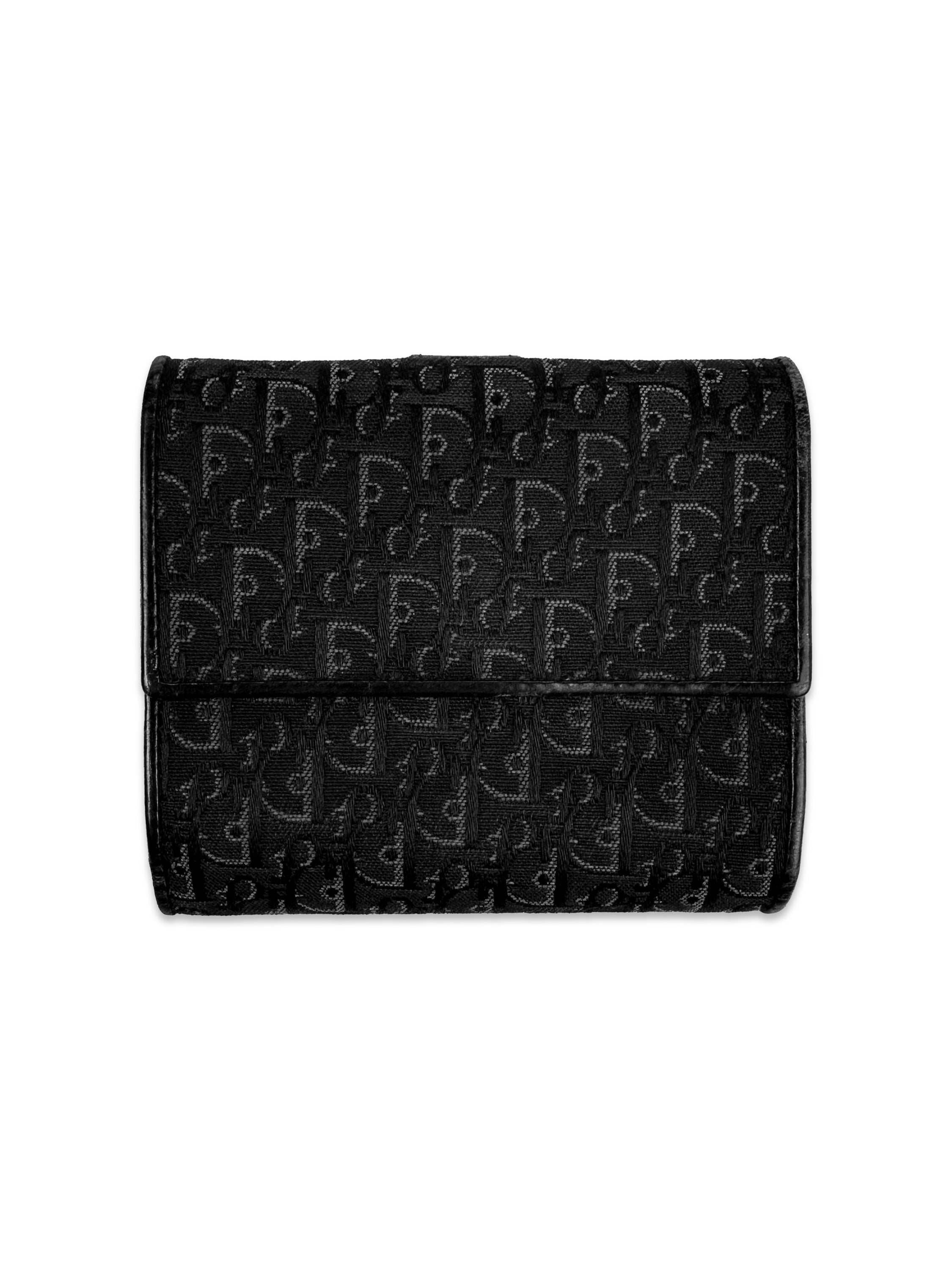 00s Dior Black Trotter Monogram Bifold Leather Wallet