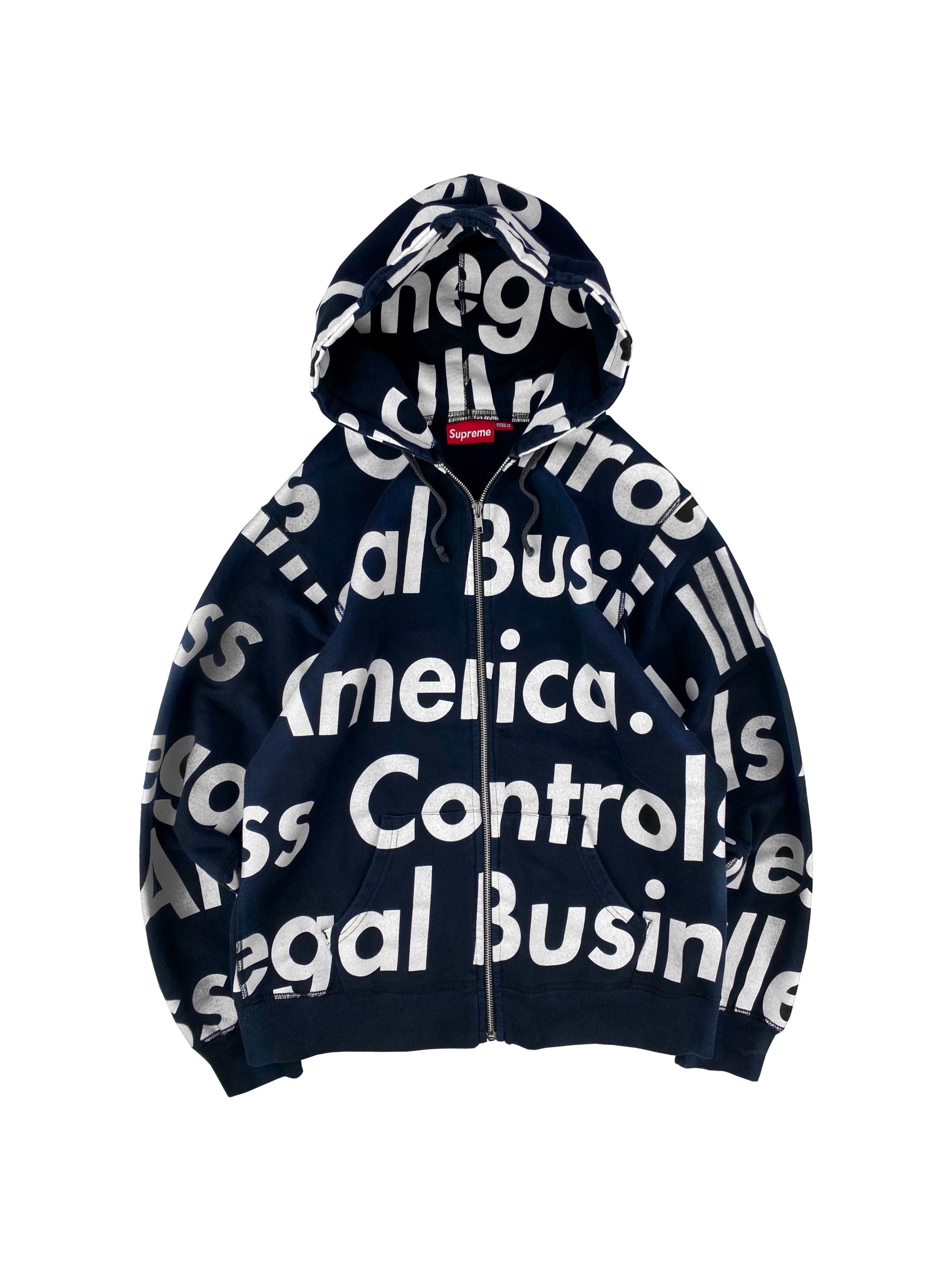 SS07 Supreme ‘Illegal Business Controls America’ Zip-up Hoodie