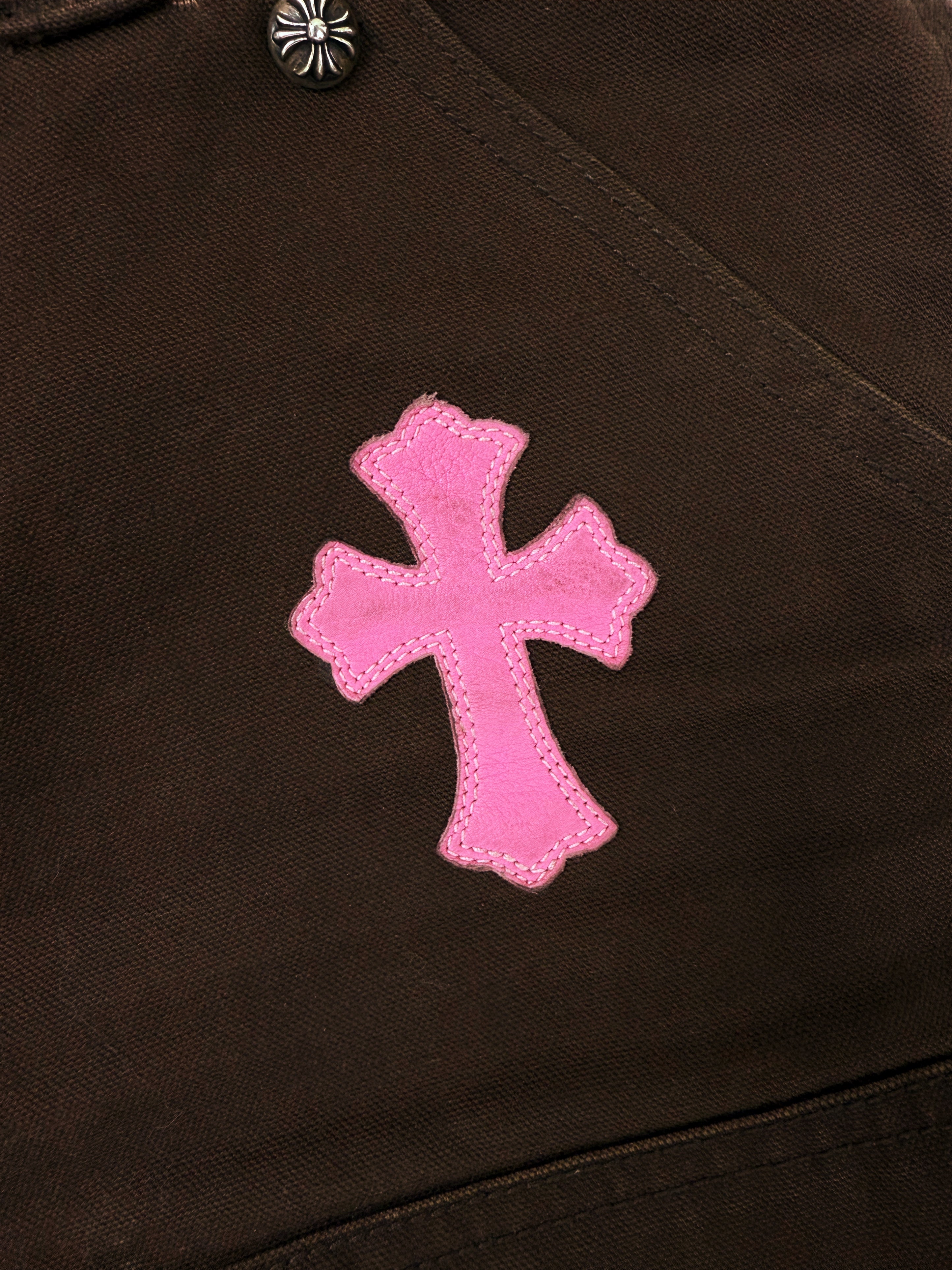 Chrome Hearts 12 Pink Cross Patch Brown Double Knee Carpenter Pants