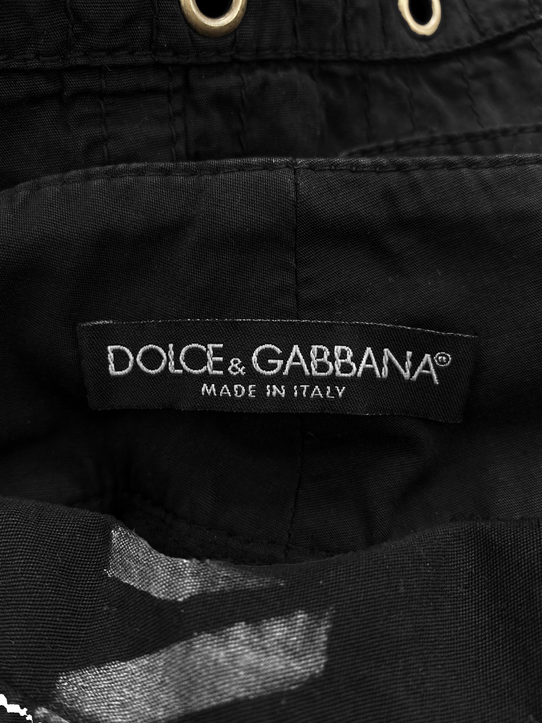 SS02 Dolce &amp; Gabbana 3D Reinforced Black Painted Cargo Pants
