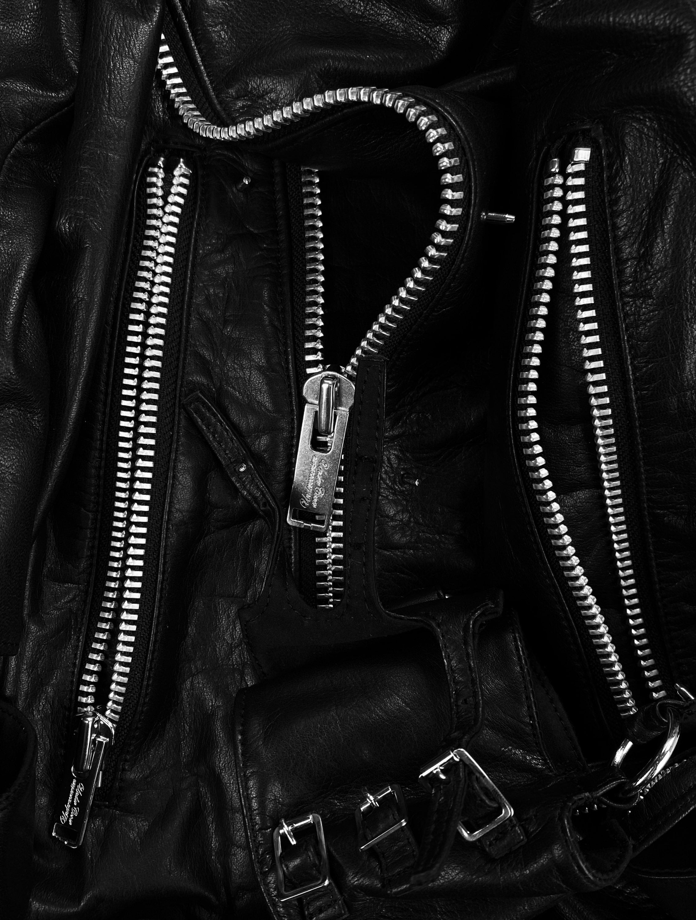 AW02 Undercover Witches Cell Division Leather Cut Out Biker Jacket