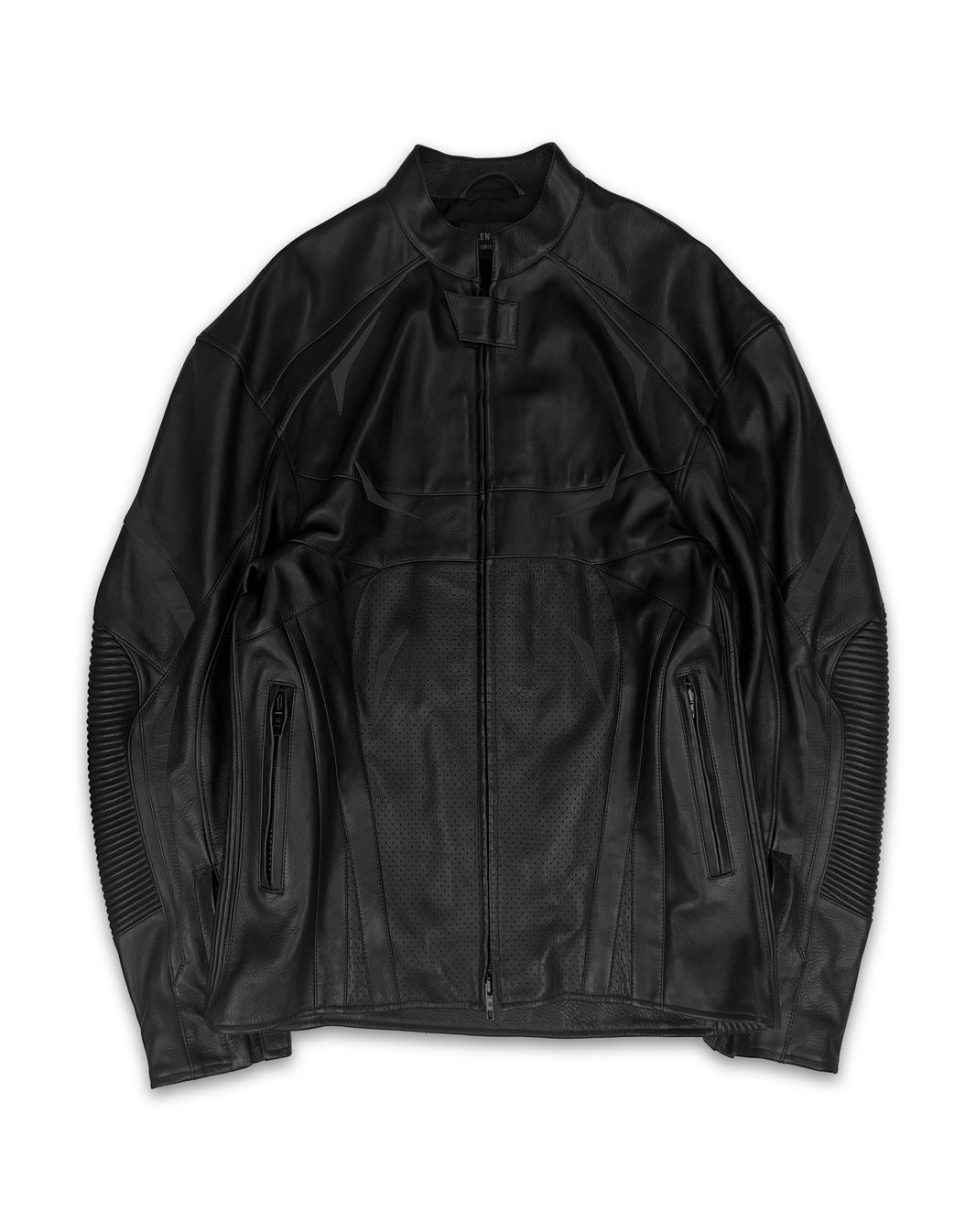 AW23 Balenciaga ‘Padded’ Black Leather Perforated Moto Jacket