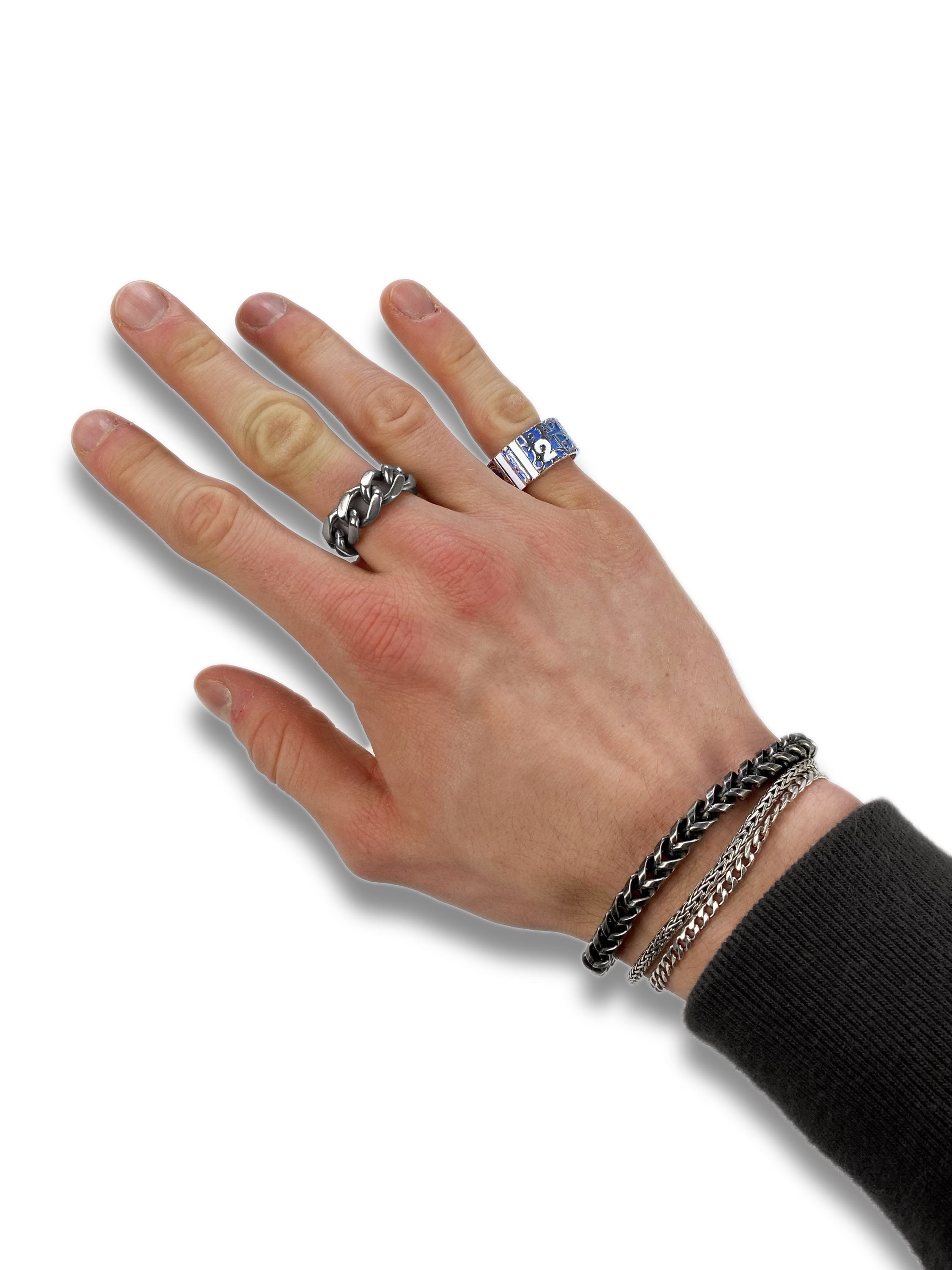 Dior Trotter Monogram ‘2’ Metallic Baby Blue Ring