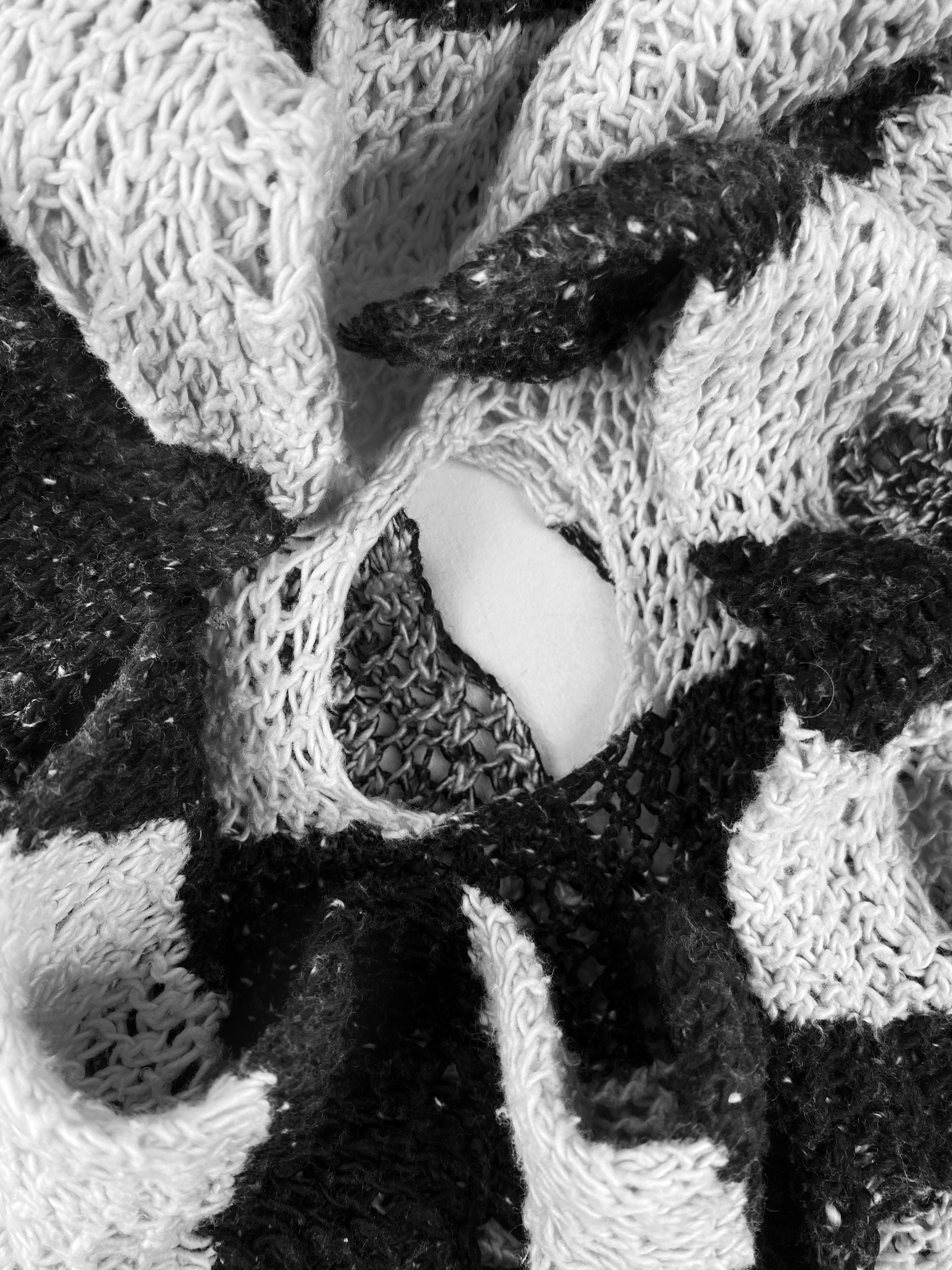 AW14 JUNYA WATANABE 'STRIPED' LOOSE GAUGE DISTRESSED KNIT SWEATER