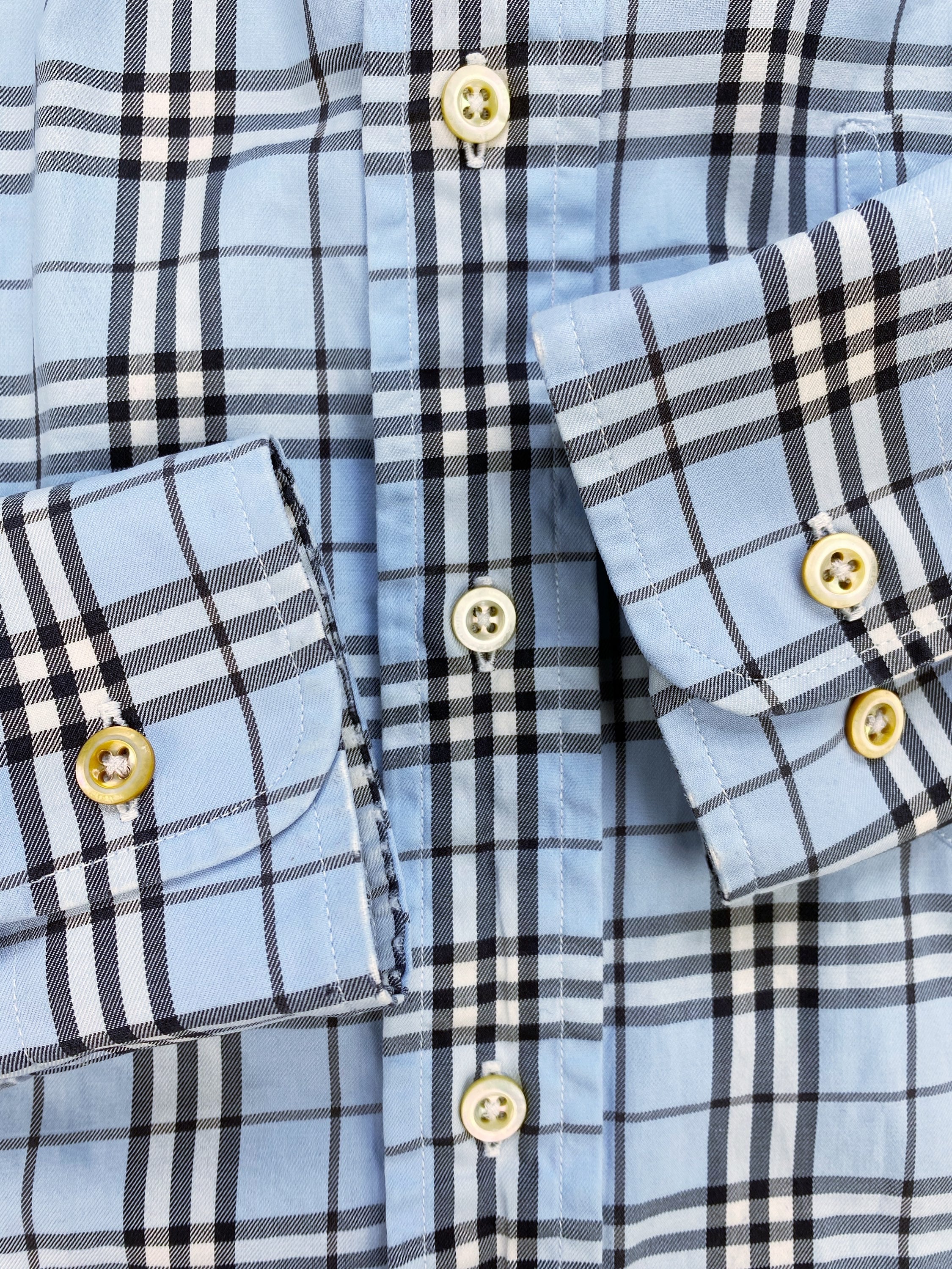 Burberry Novacheck Monogram Baby Blue Button Up Flannel