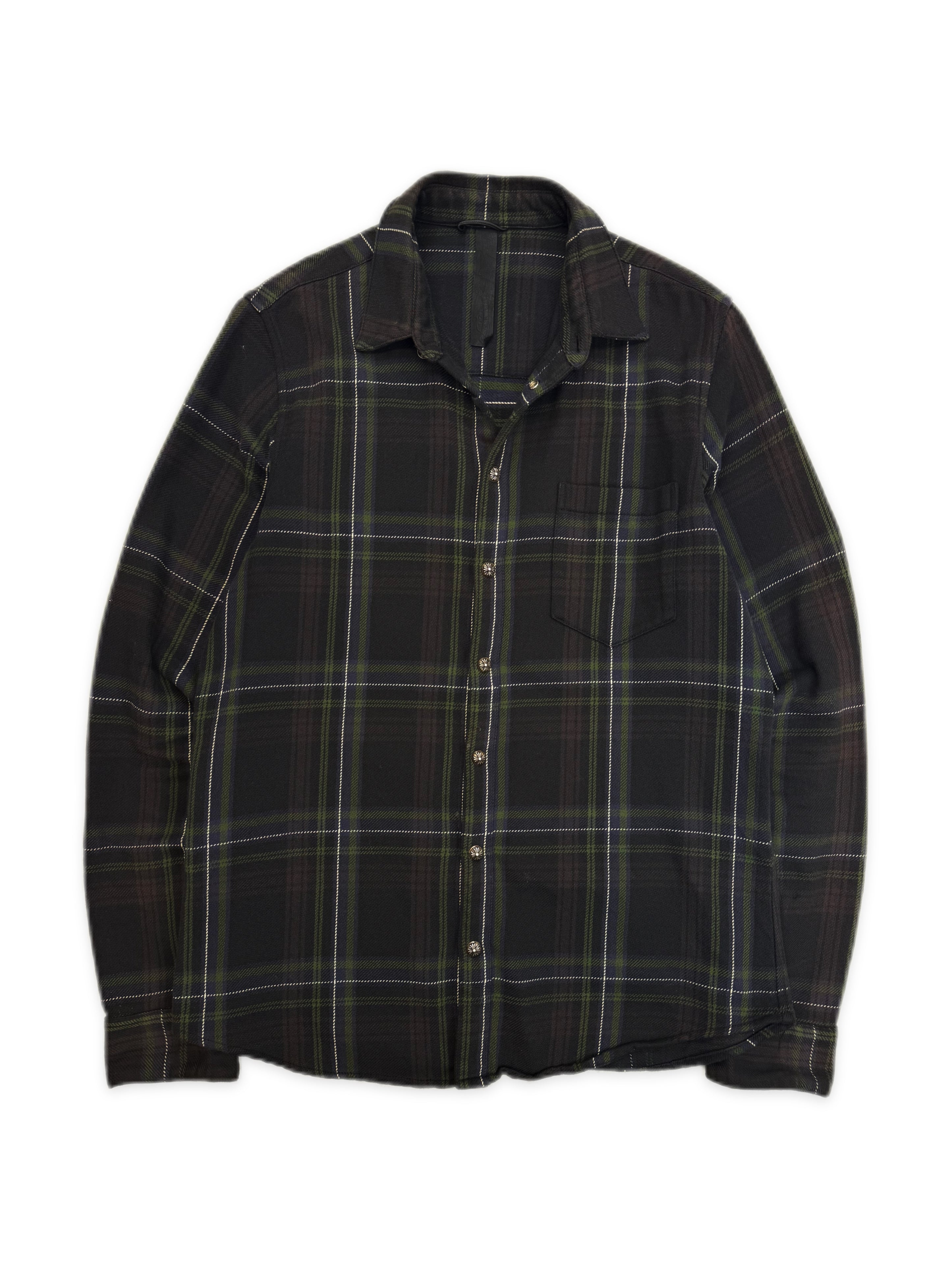 Chrome Hearts Cross Patch Plaid Plus Button Snap Flannel