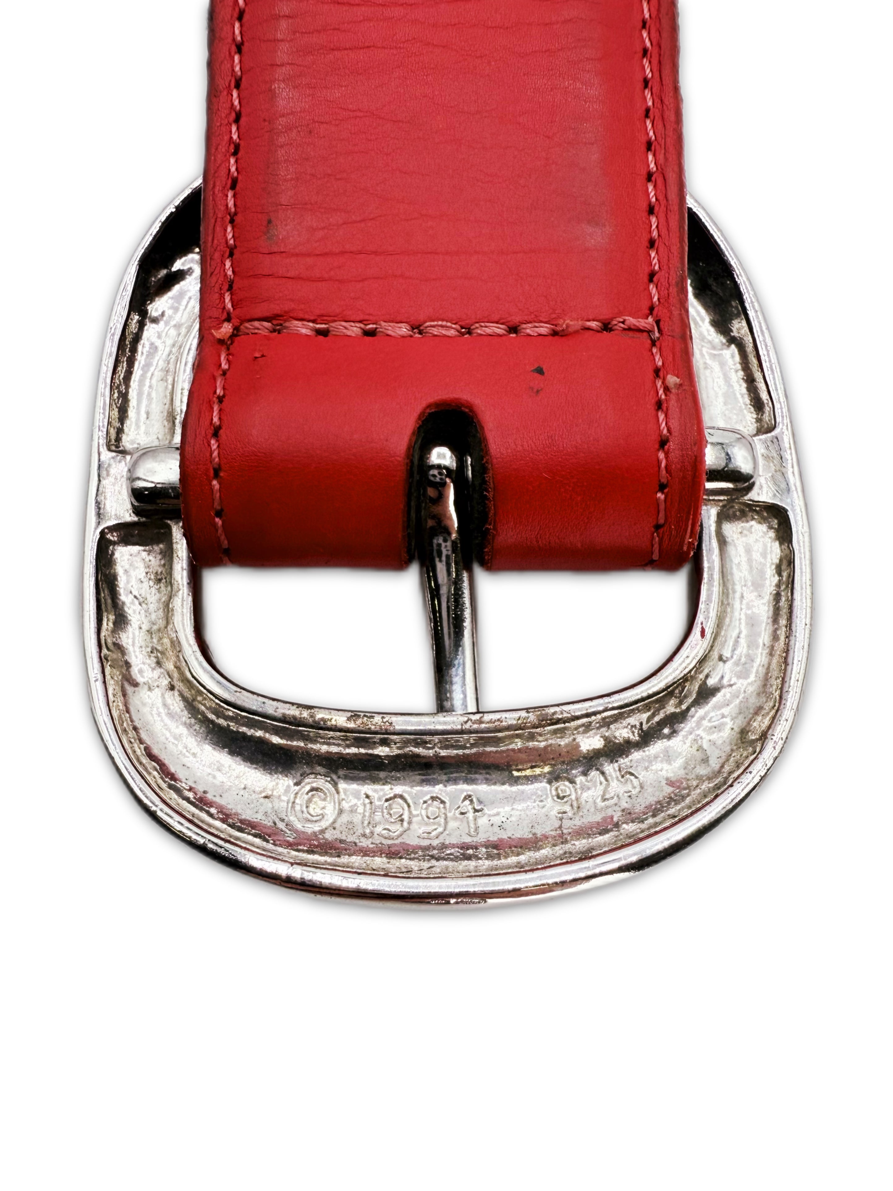 Chrome Hearts Cherry Red Leather ‘Gunslinger’ .925 Silver Belt