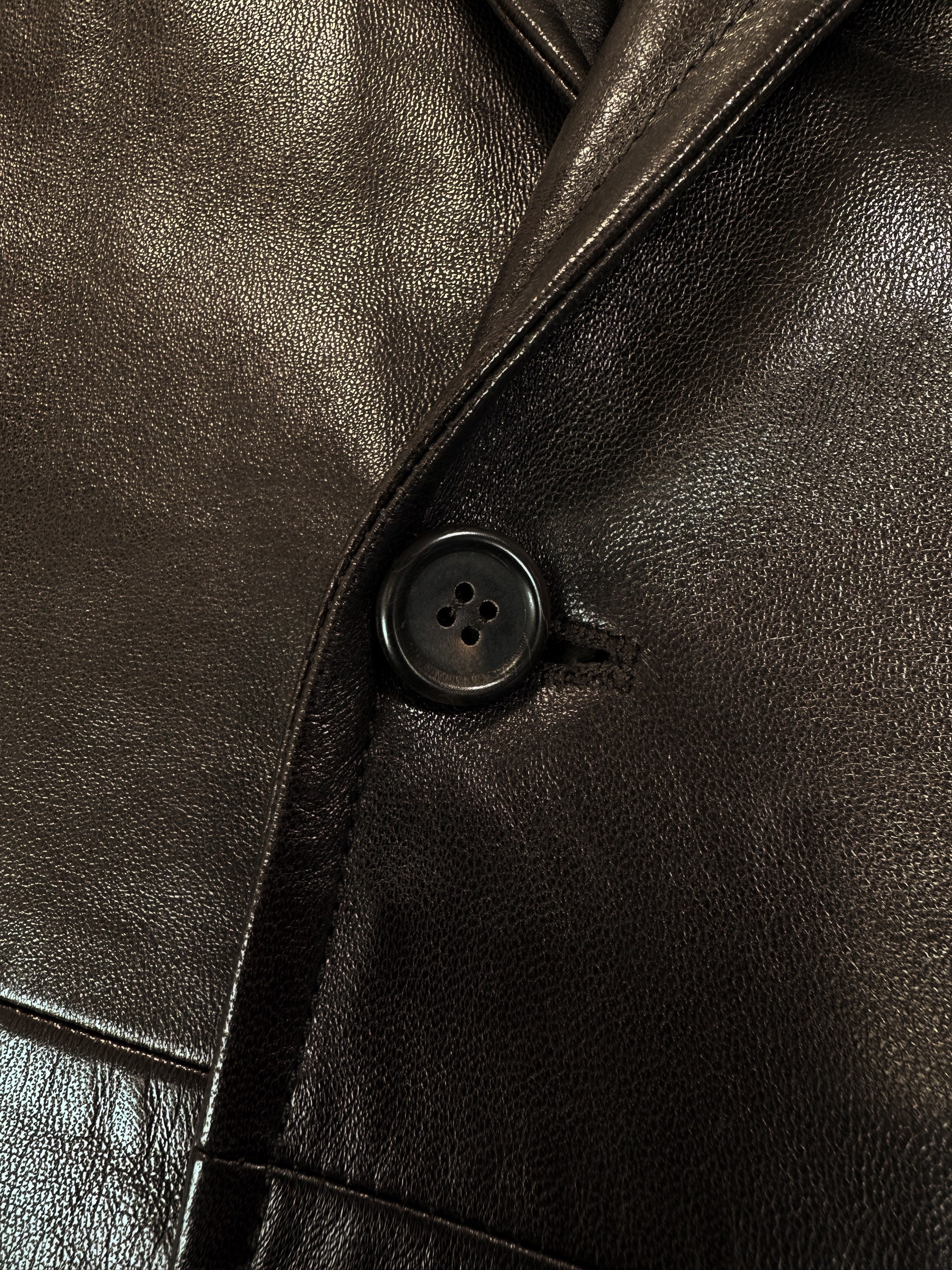 Prada Double Breasted Dark Brown Leather Blazer Jacket