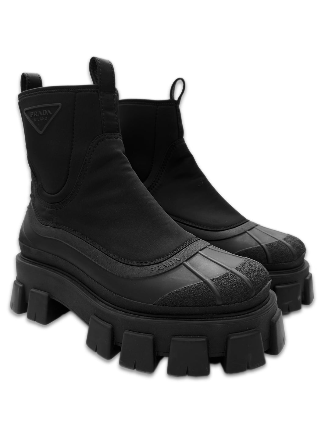 Prada ‘Monolith’ Re-Nylon Gabardine Black Chunky Boots