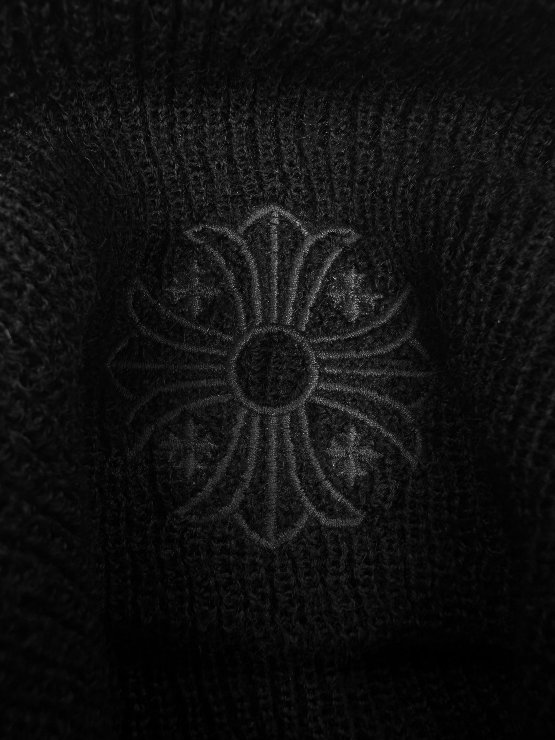 Chrome Hearts Cross Wool Black Plus Embroidered Beanie Hat