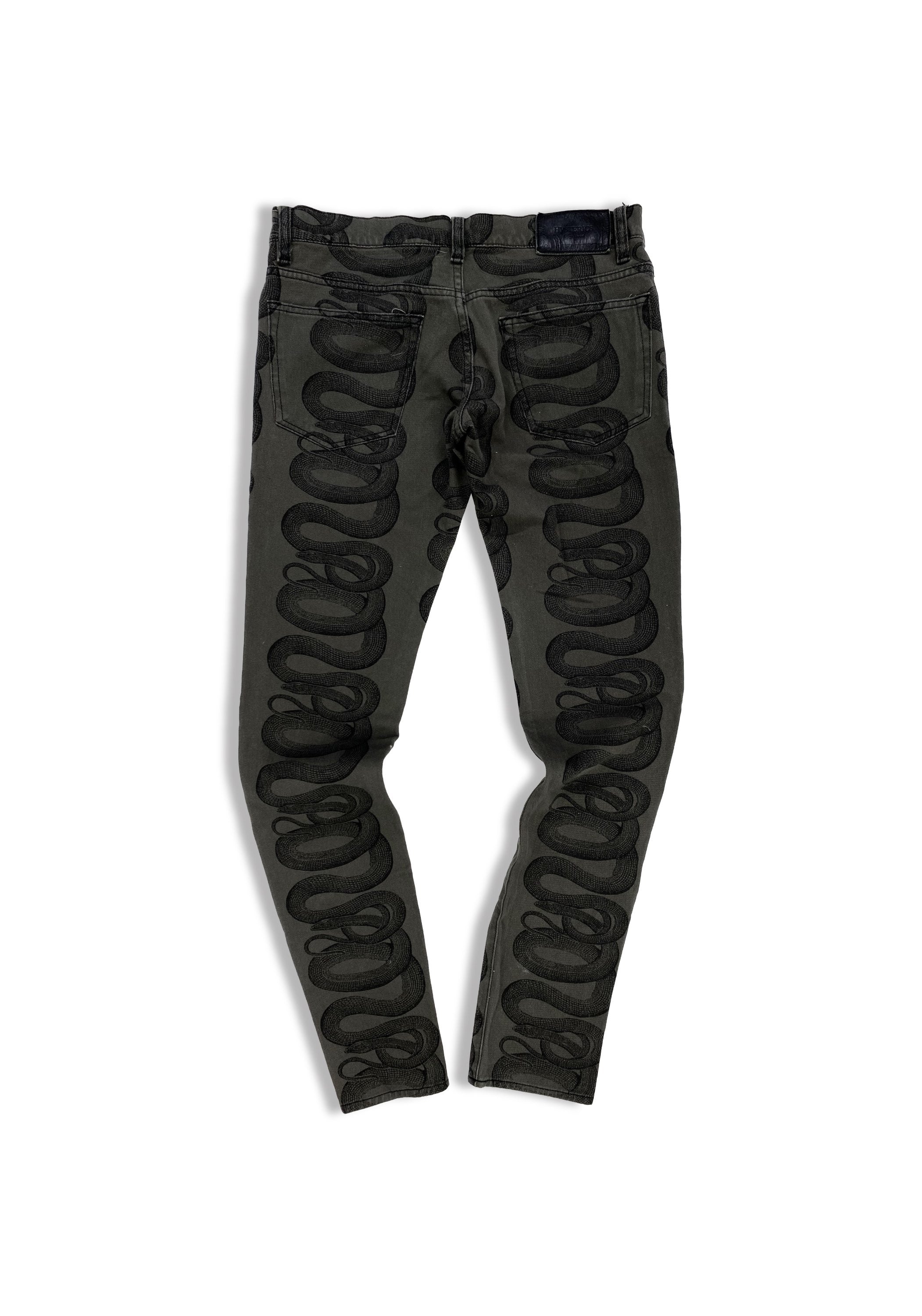 SS98 Hysteric Glamour Spiral Snake Pattern Graphic Denim