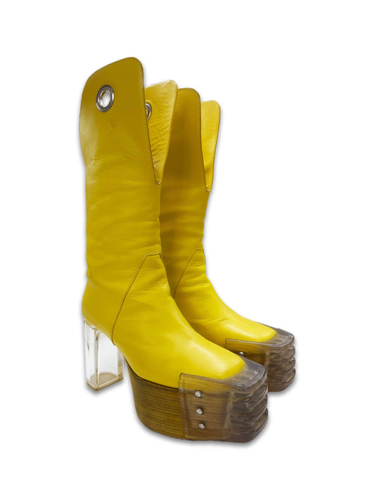 SS20 Rick Owens UNRELEASED SAMPLE 1/4 ‘Banana’ Cowboy Kiss Heels
