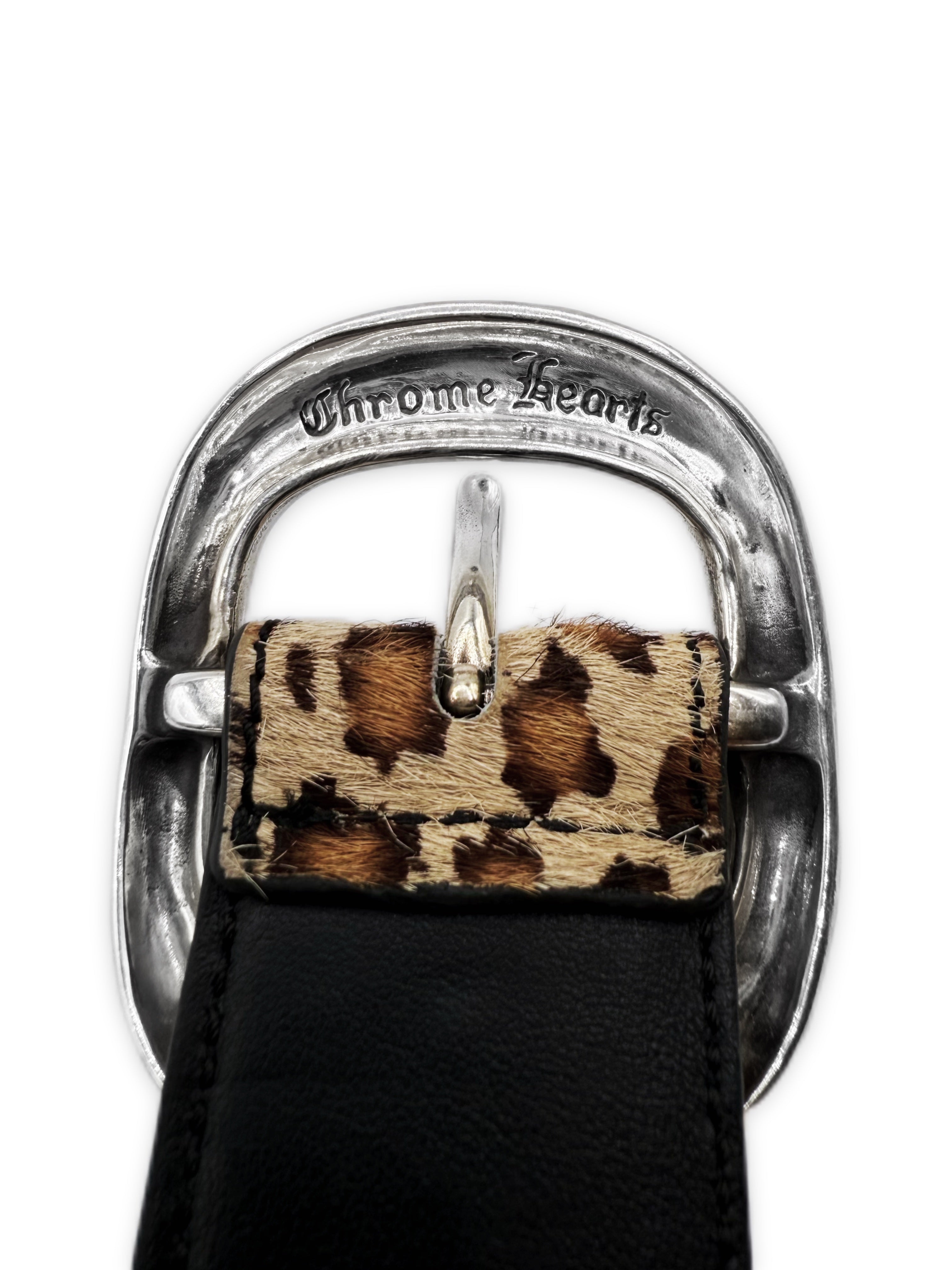 Chrome Hearts Cheetah Pony Hair Gunslinger Leather Belt
