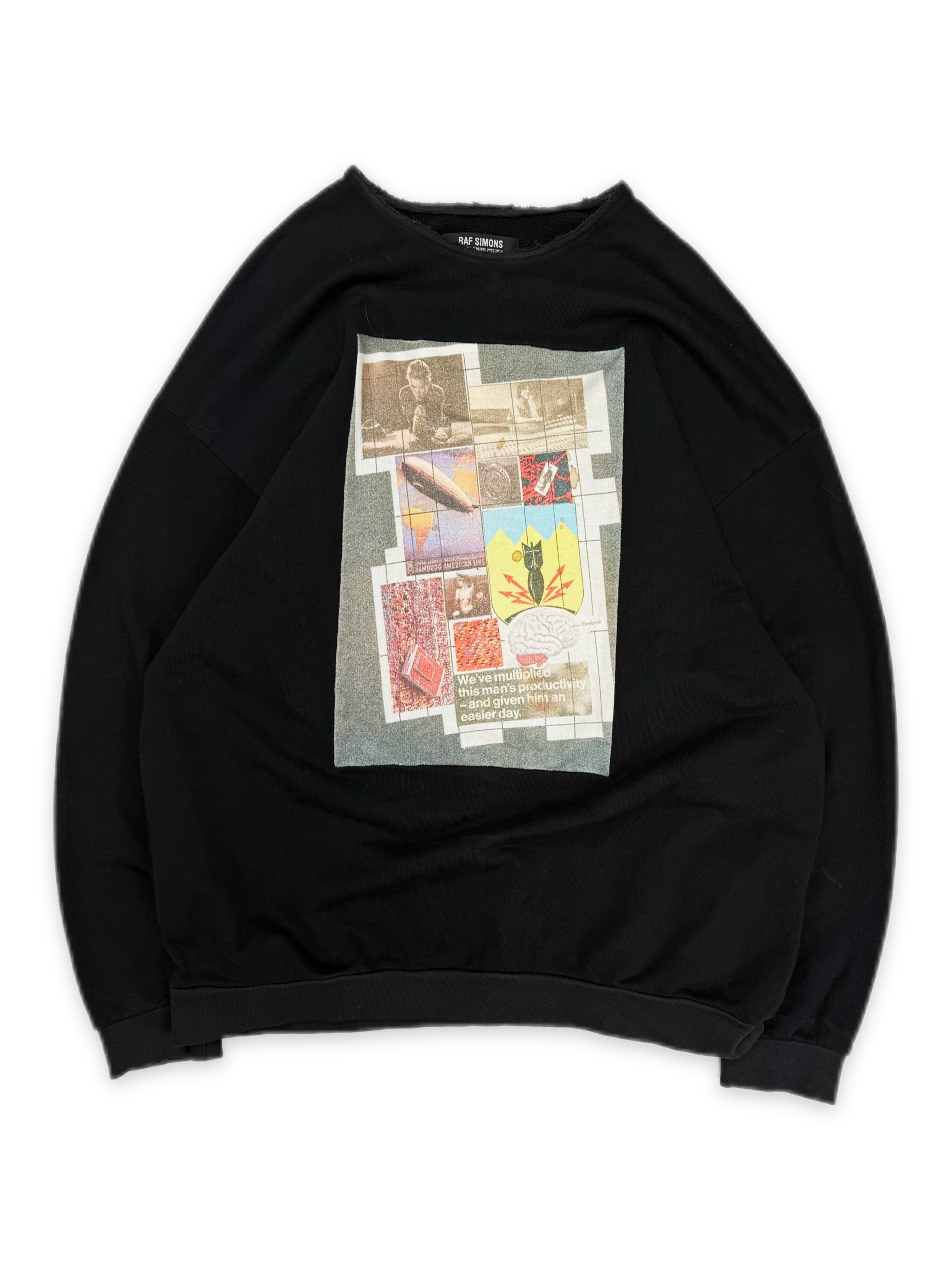 AW03 Raf Simons ‘Closer’ Collage Graphic Raglan Crewneck