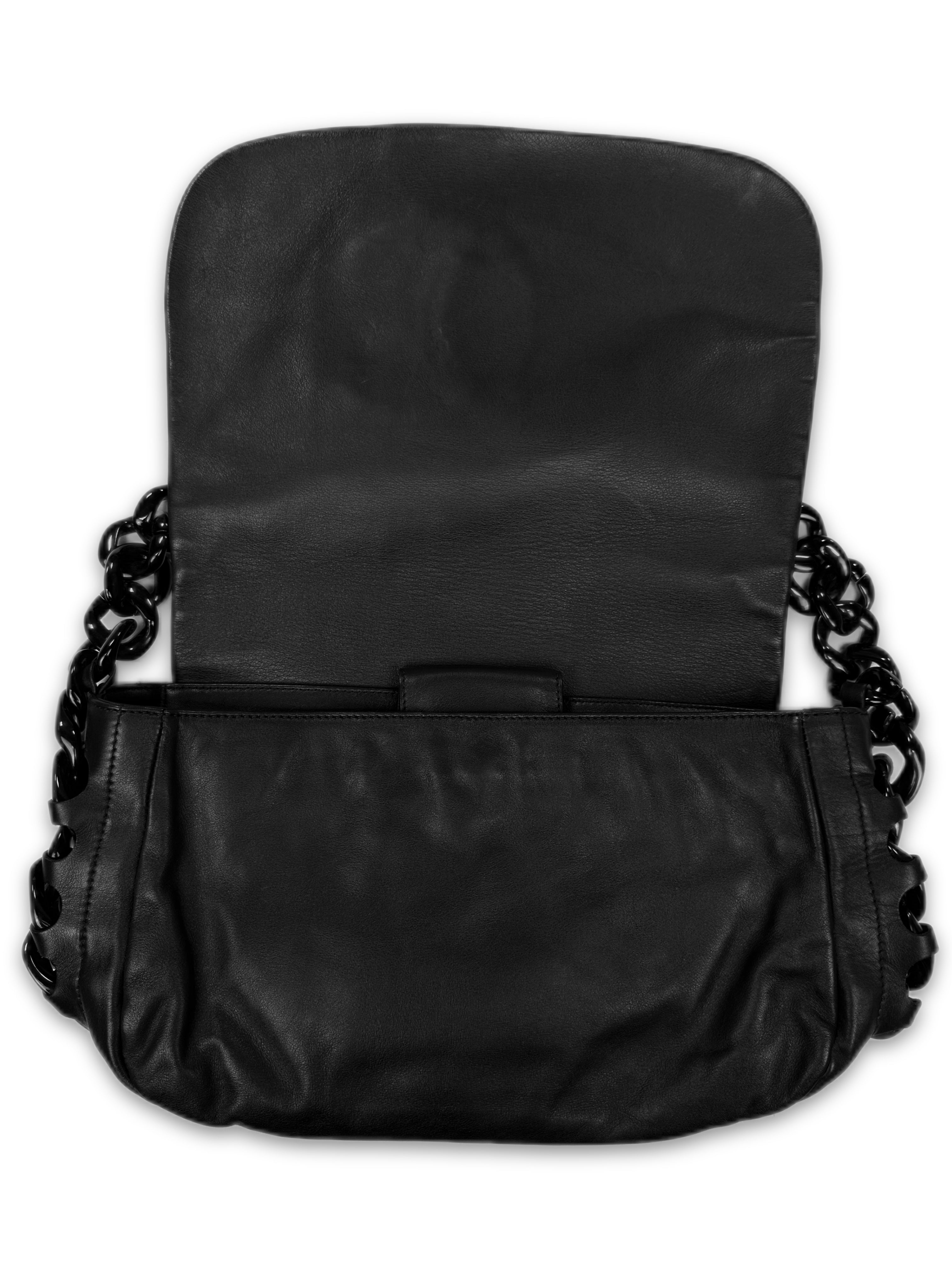 2006 Chanel Resin Modern Chain Black Lambskin Leather Flap Bag