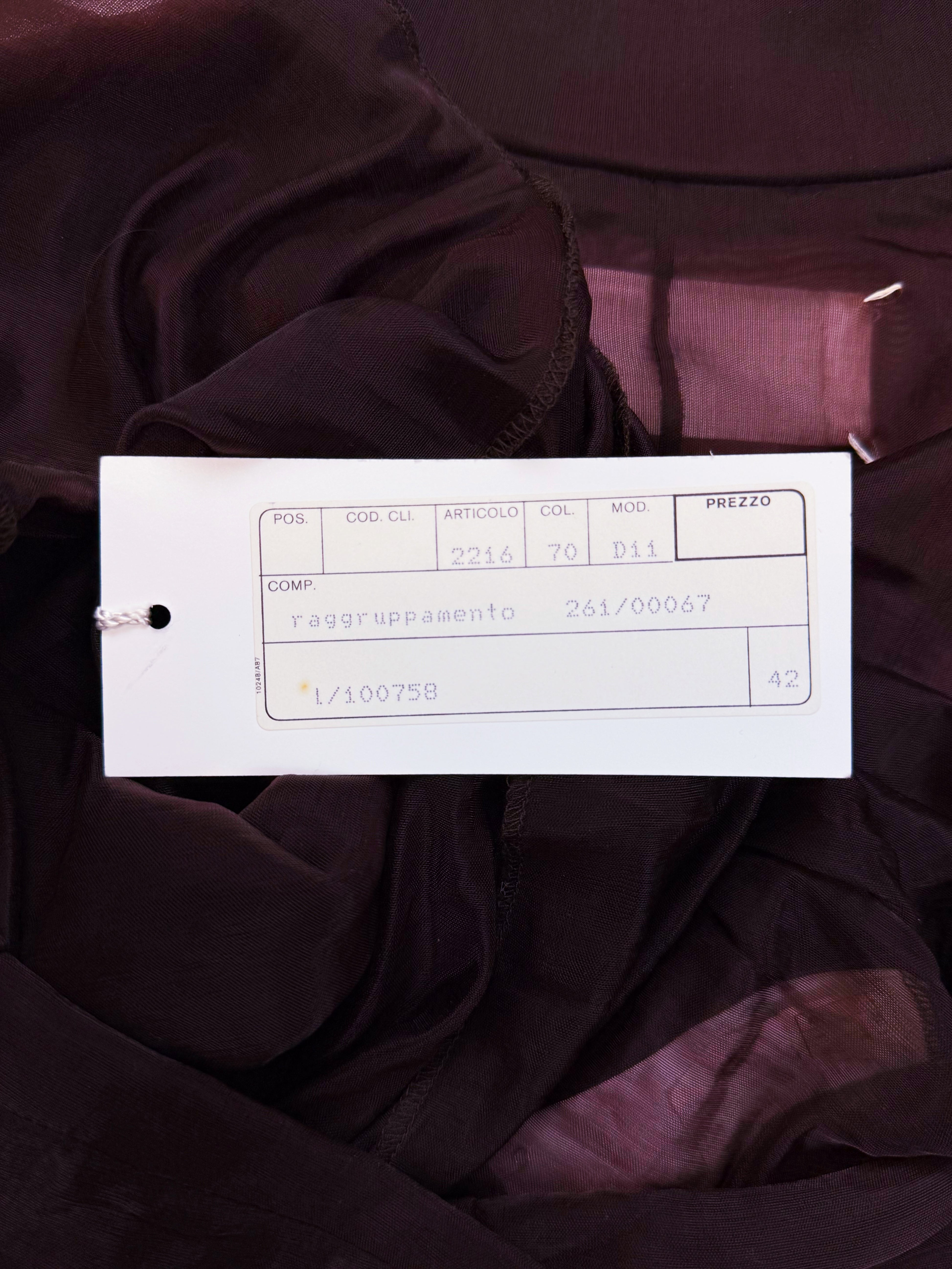 SS91 Maison Margiela Cigarette Shoulder Wine Red Mesh Long Sleeve Turtleneck