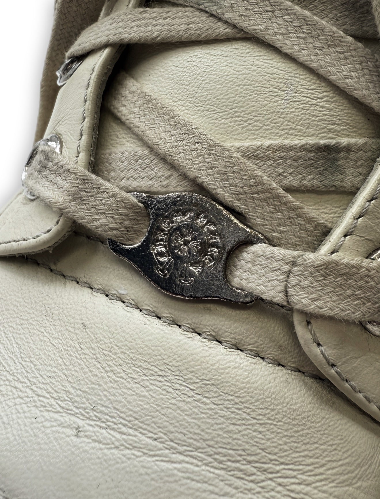 Chrome Hearts x Rick Owens Rhodium White Leather Dagger Geobaskets