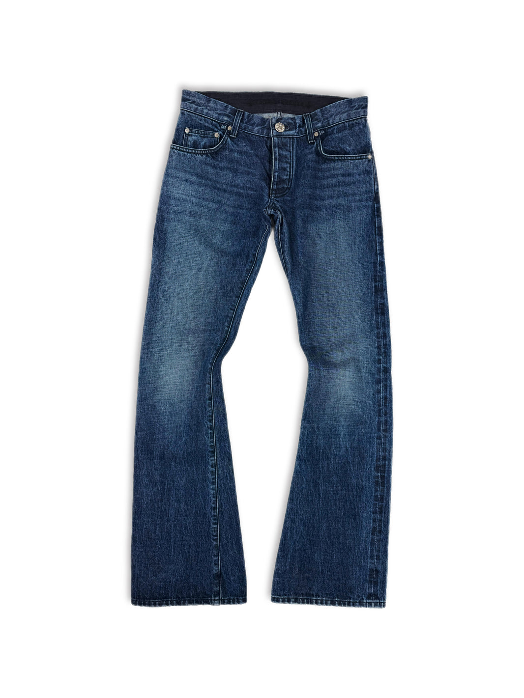 Chrome Hearts Flared Leg Blue Wash .925 Silver Denim Jeans