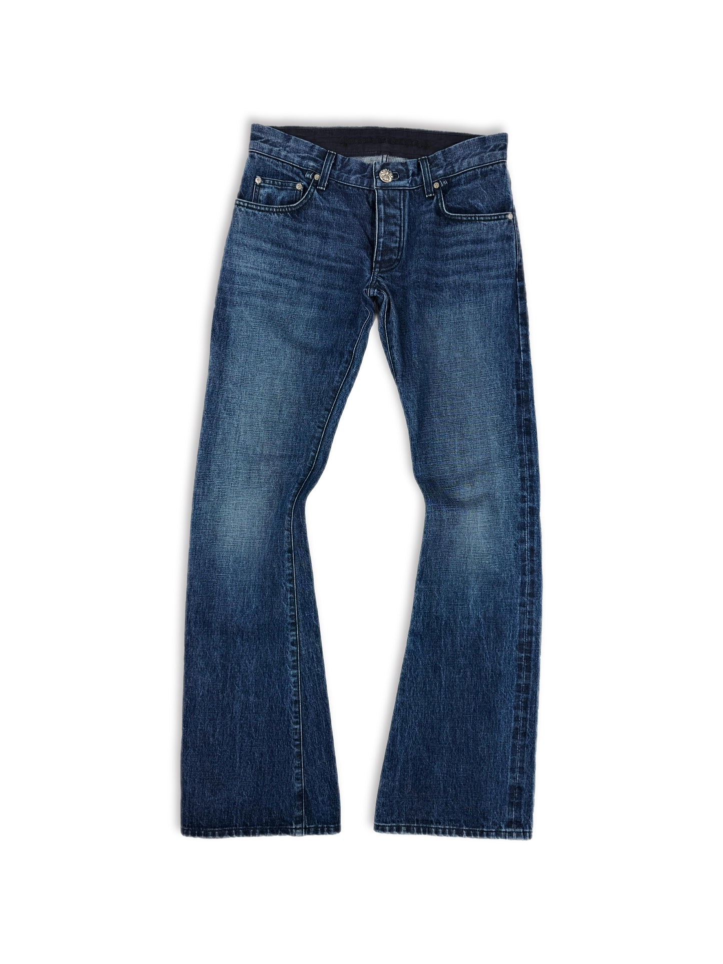 Chrome Hearts Flared Leg Blue Wash .925 Silver Denim Jeans
