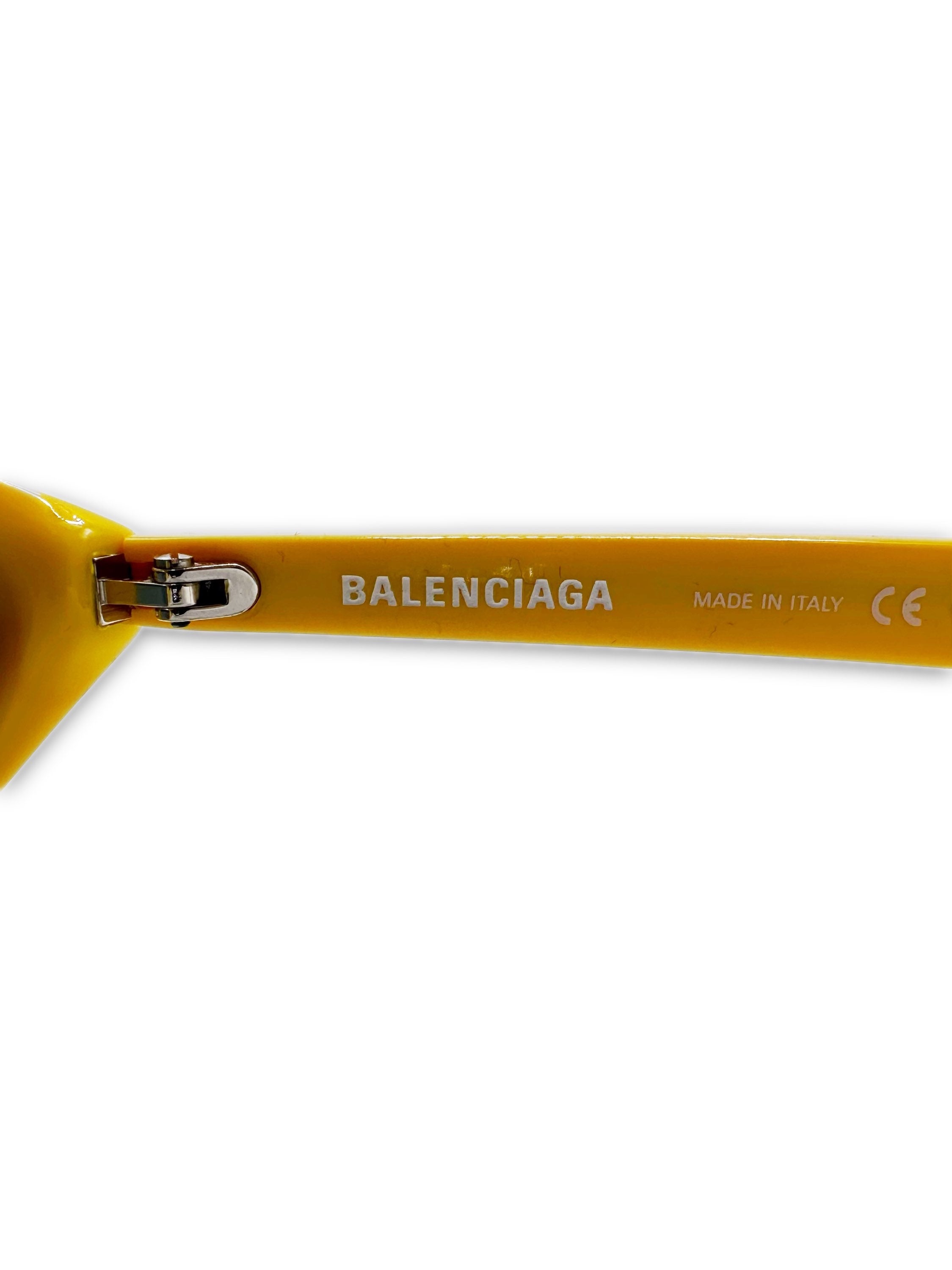 Balenciaga Yellow Rounded Frame Light Tint Sunglasses