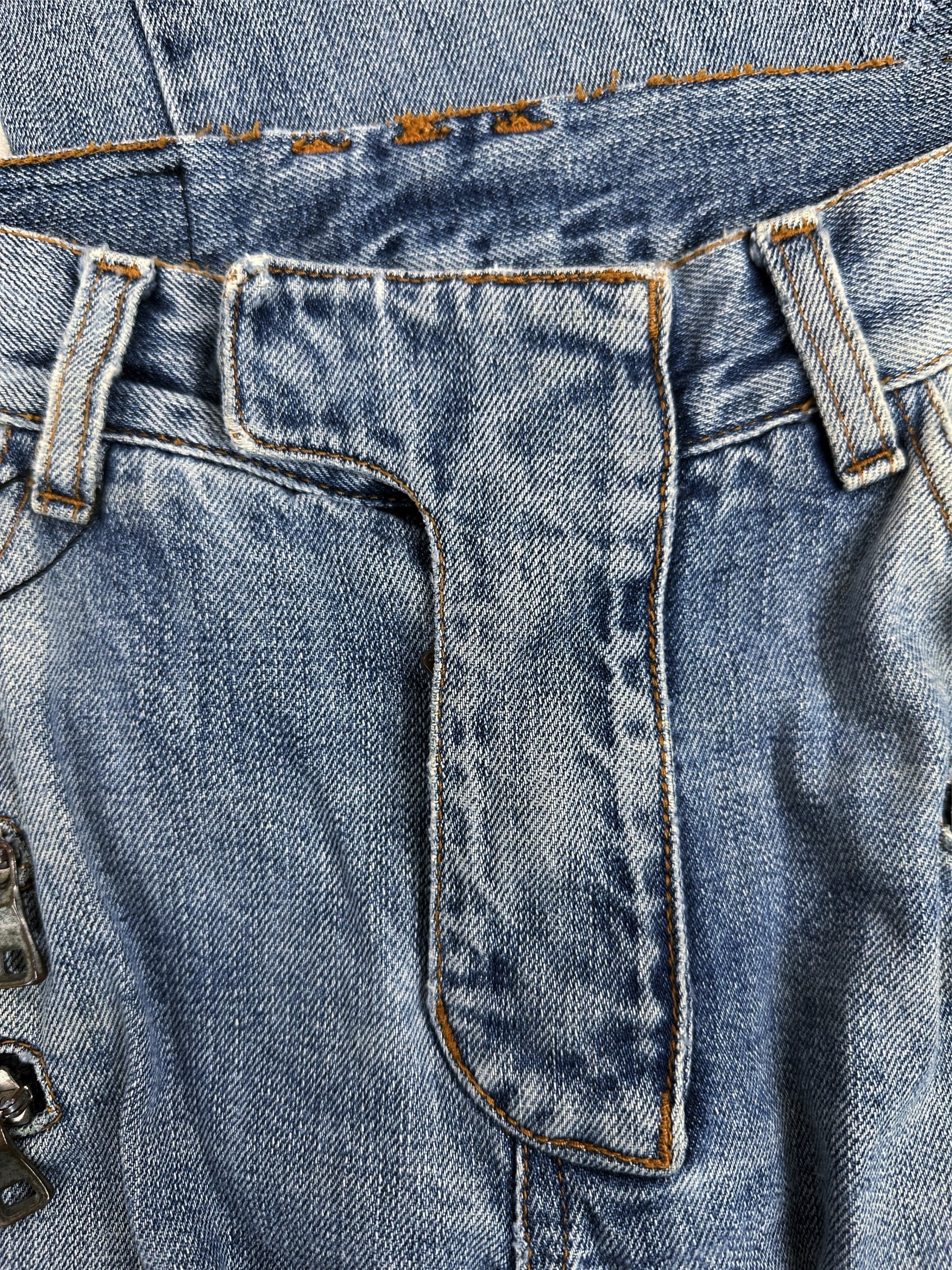 Balmain ‘Gun Holster’ Multi-zip Light Wash Denim