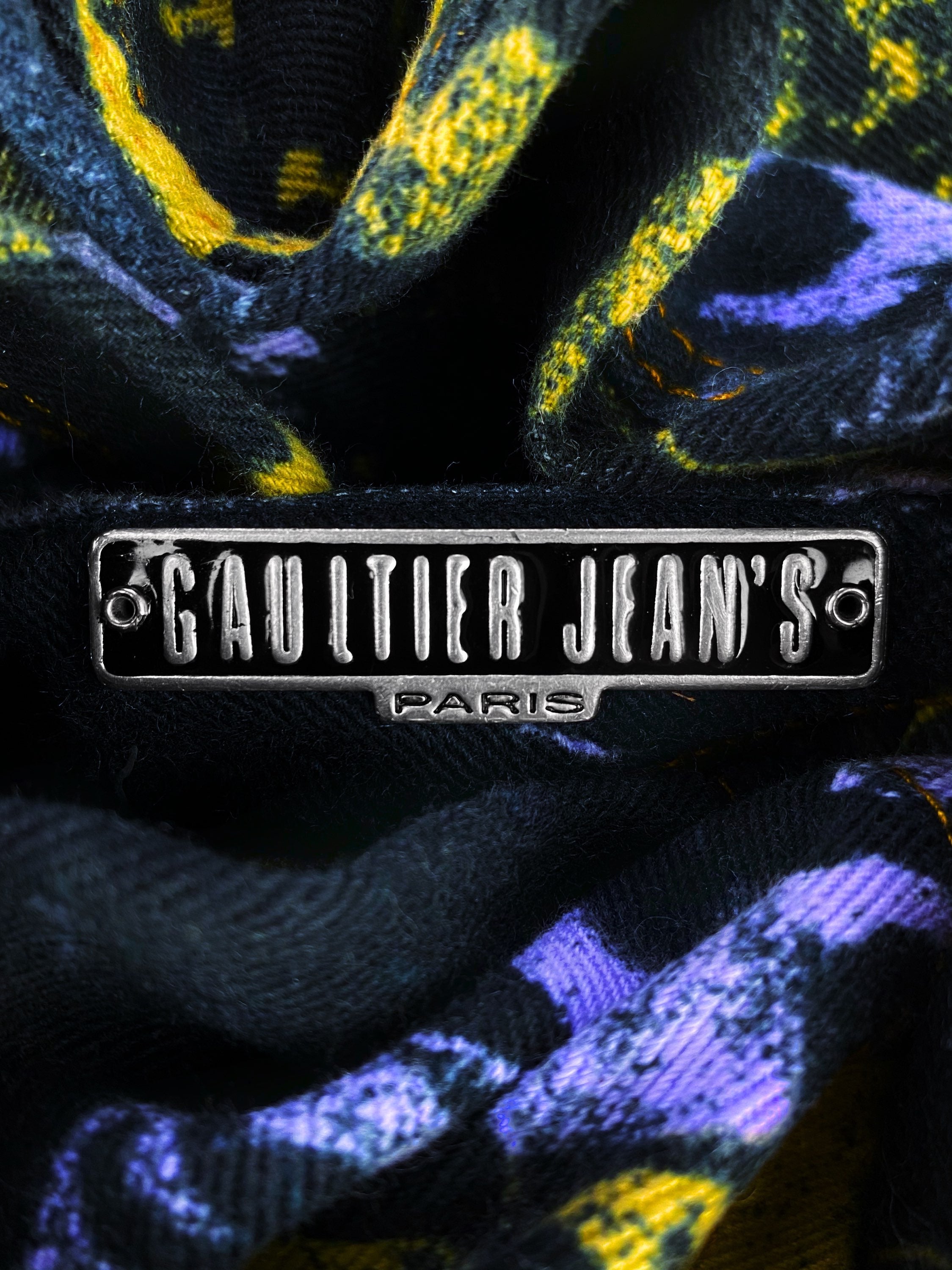 SS93 Jean Paul Gaultier ‘Faces’ Graphic Two Tone Denim