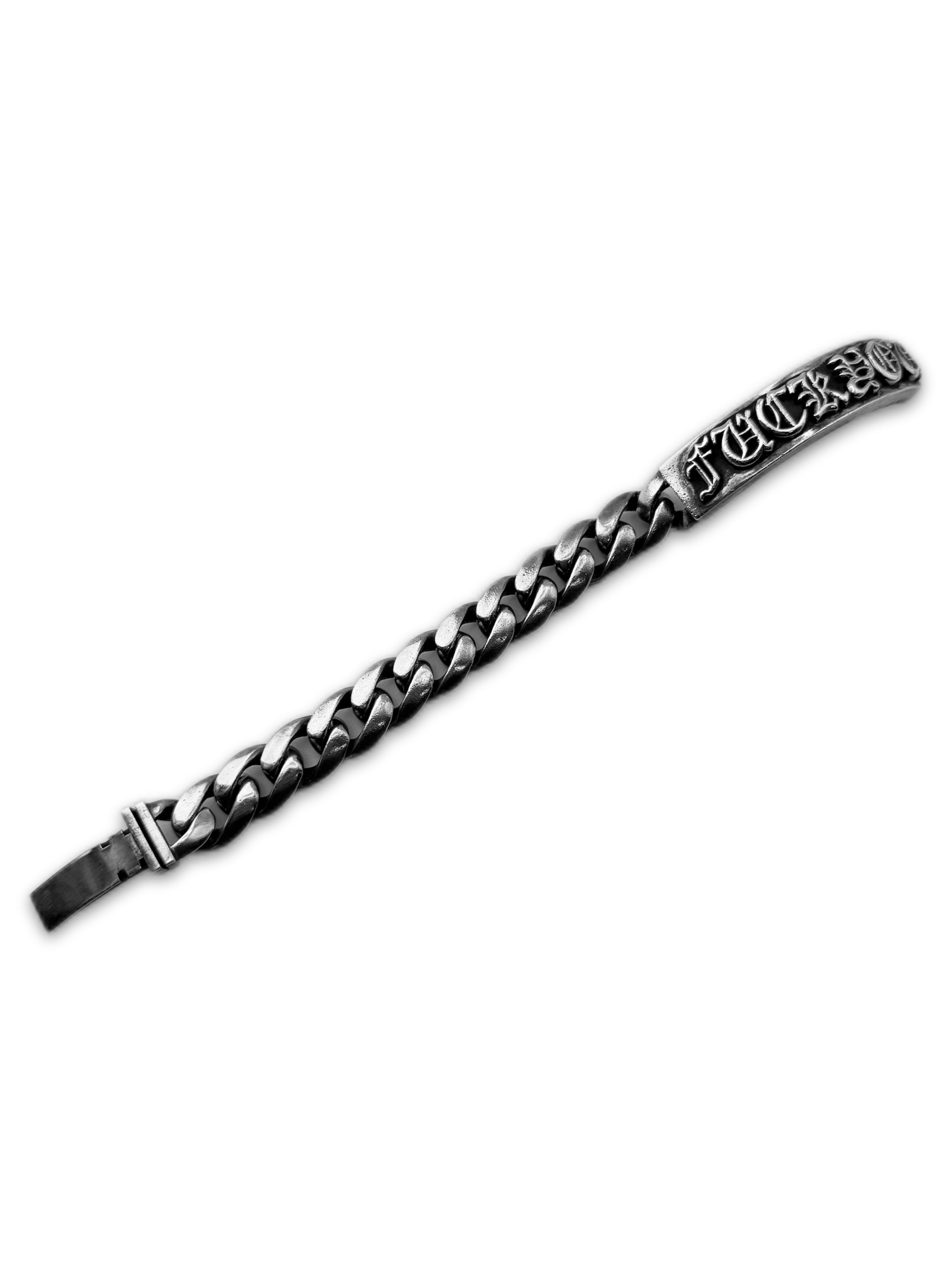 Chrome Hearts ‘Fuck You’ .925 Silver Cuban Link ID Bracelet