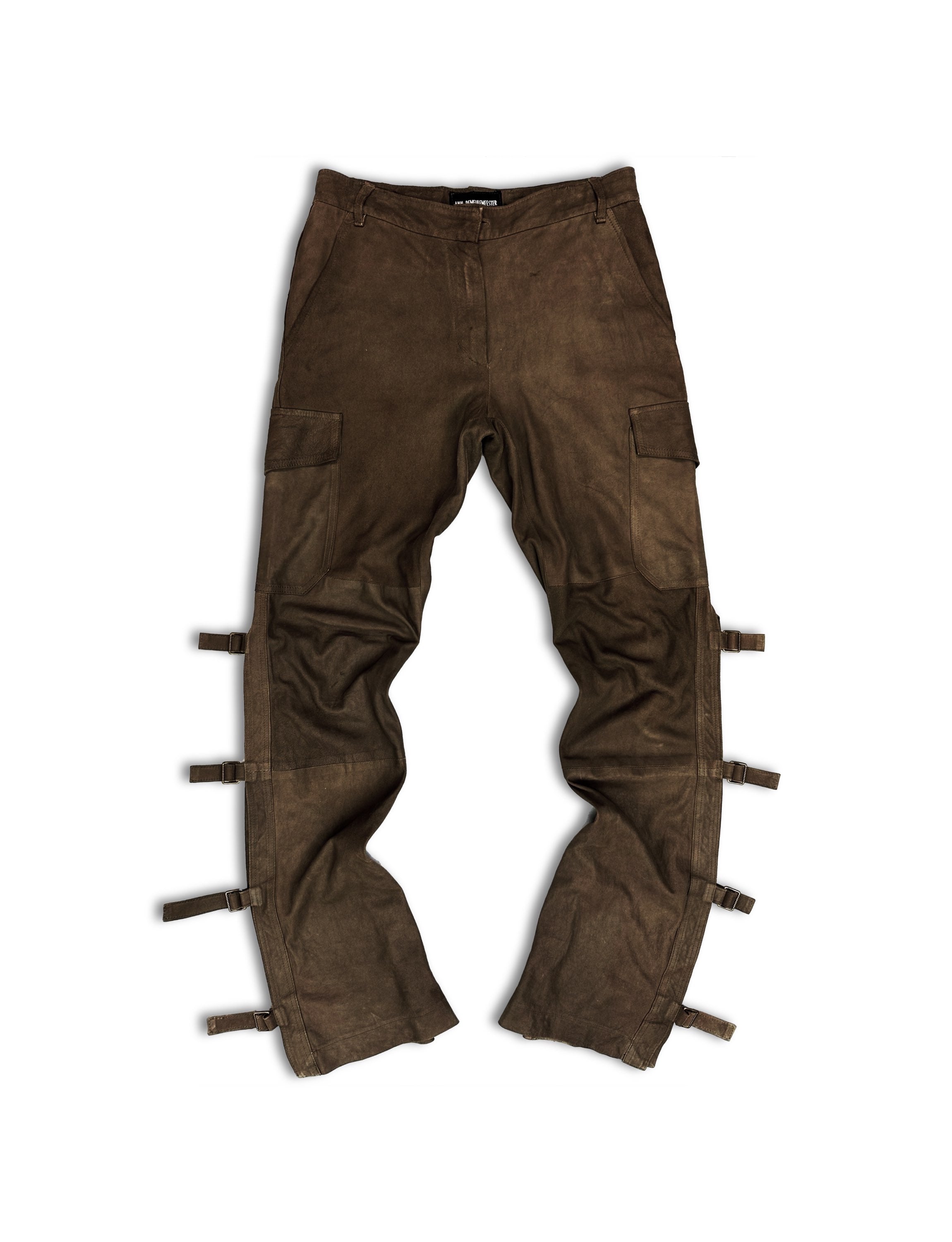 AW03 Ann Demeulemeester ‘Bondage’ Strap Suede Belted Cargo Pants