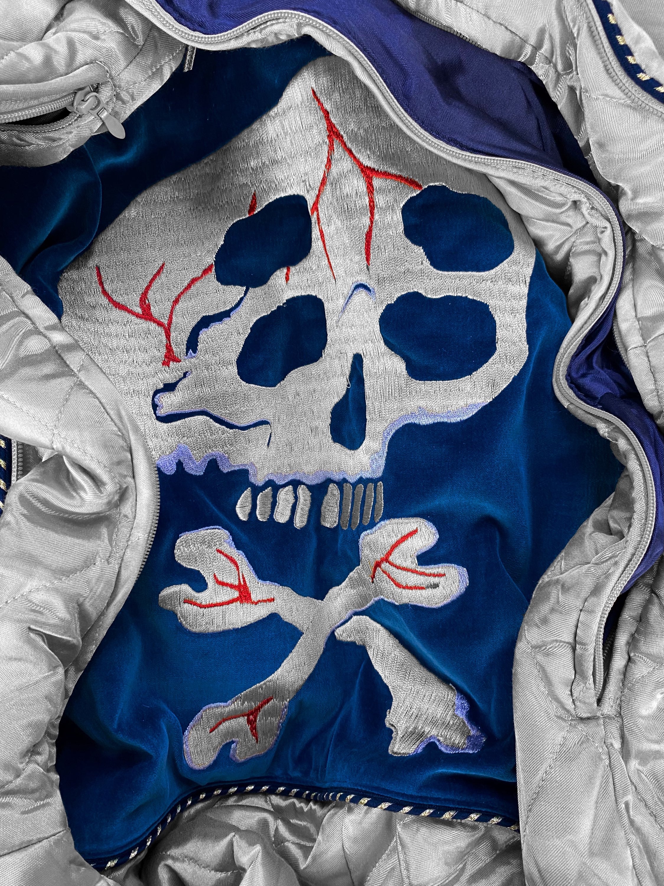 AW22 Kapital ‘Pillow’ Hybrid Quilted Skull Sukujan Bomber Jacket
