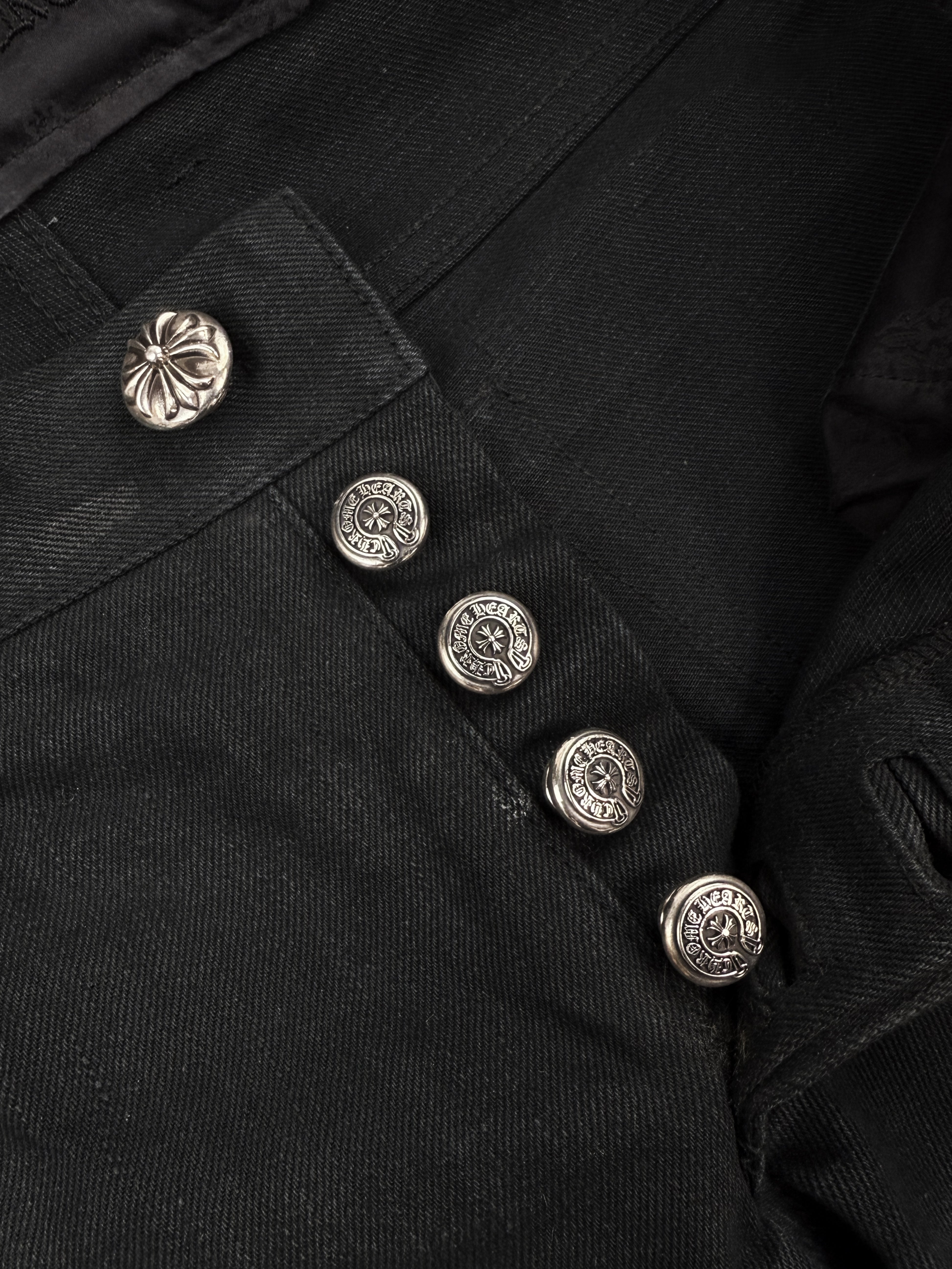 Chrome Hearts RS Flared Extra Long Black Raw Denim .925 Silver Jeans