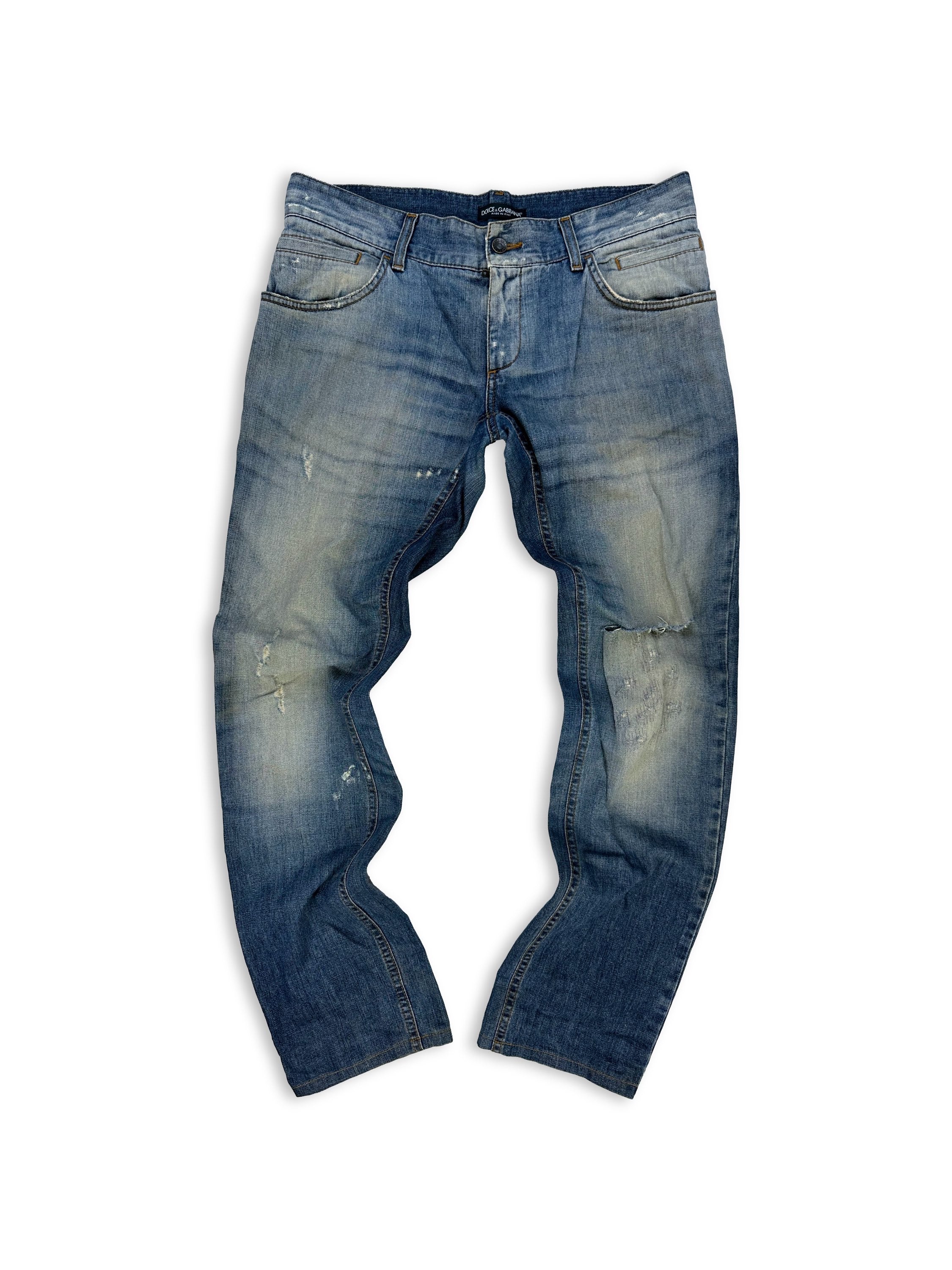 00s Dolce & Gabbana Light Wash Distressed Denim