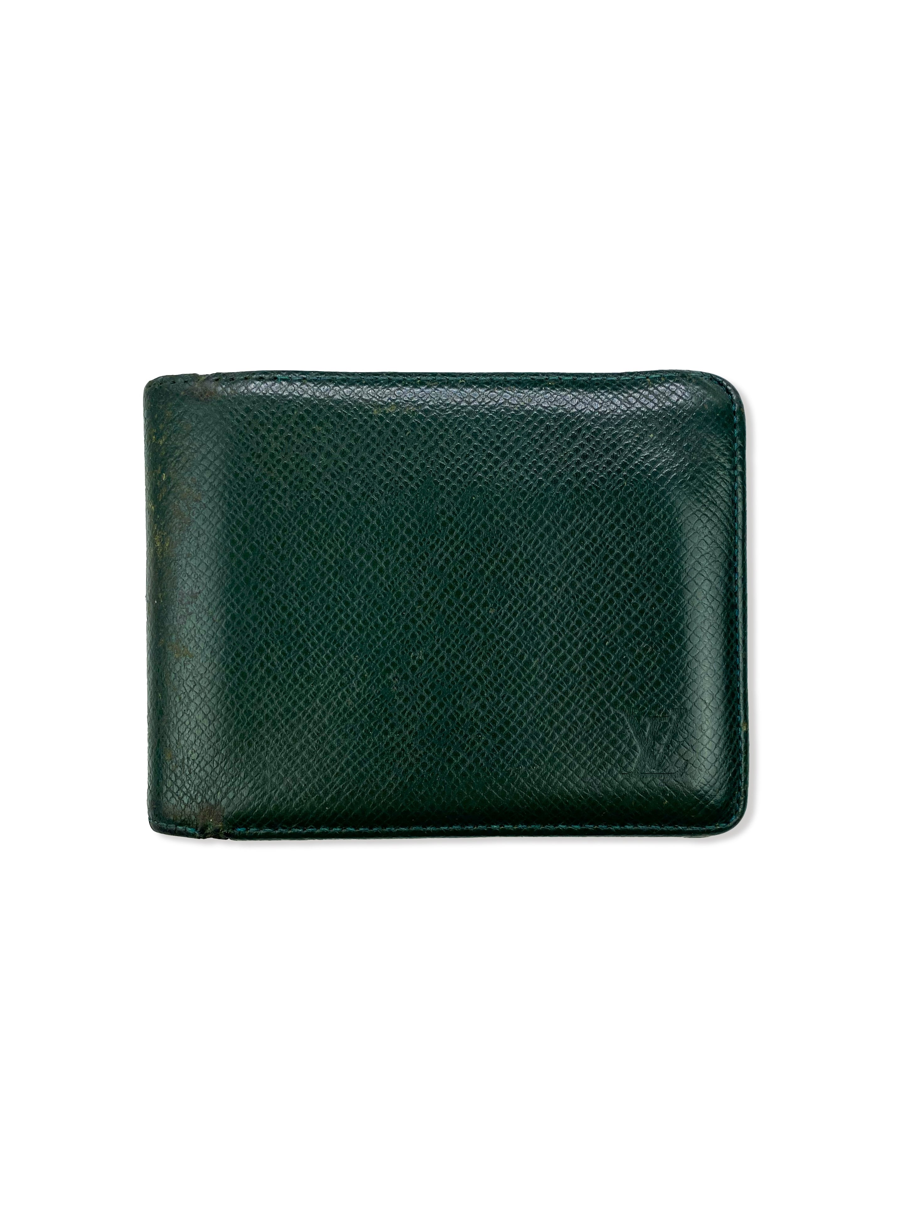Louis Vuitton Forest Green Embossed Bifold Wallet