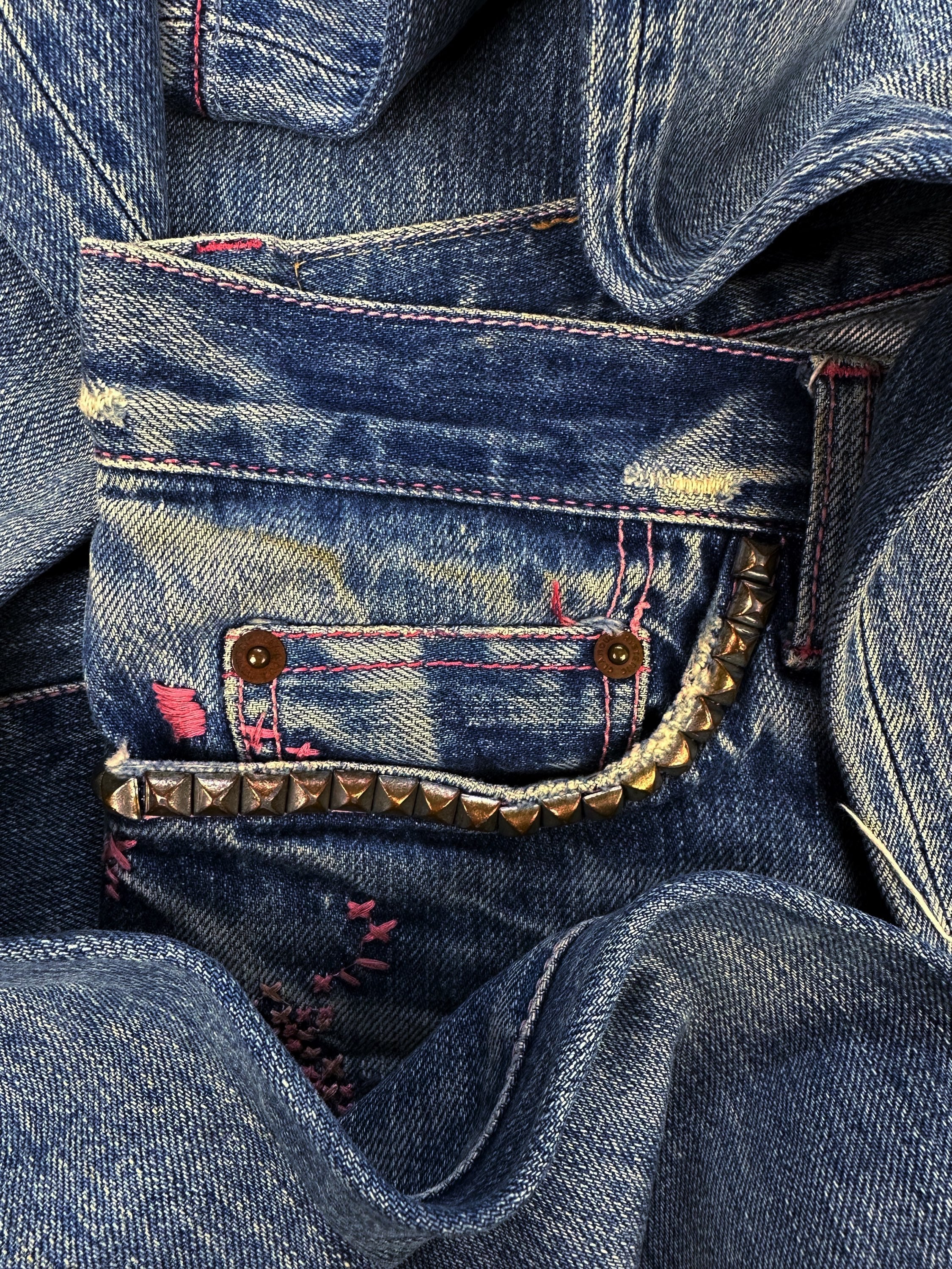 00s Hysteric Glamour ‘Kinky’ Pink Embroidered Studded Denim