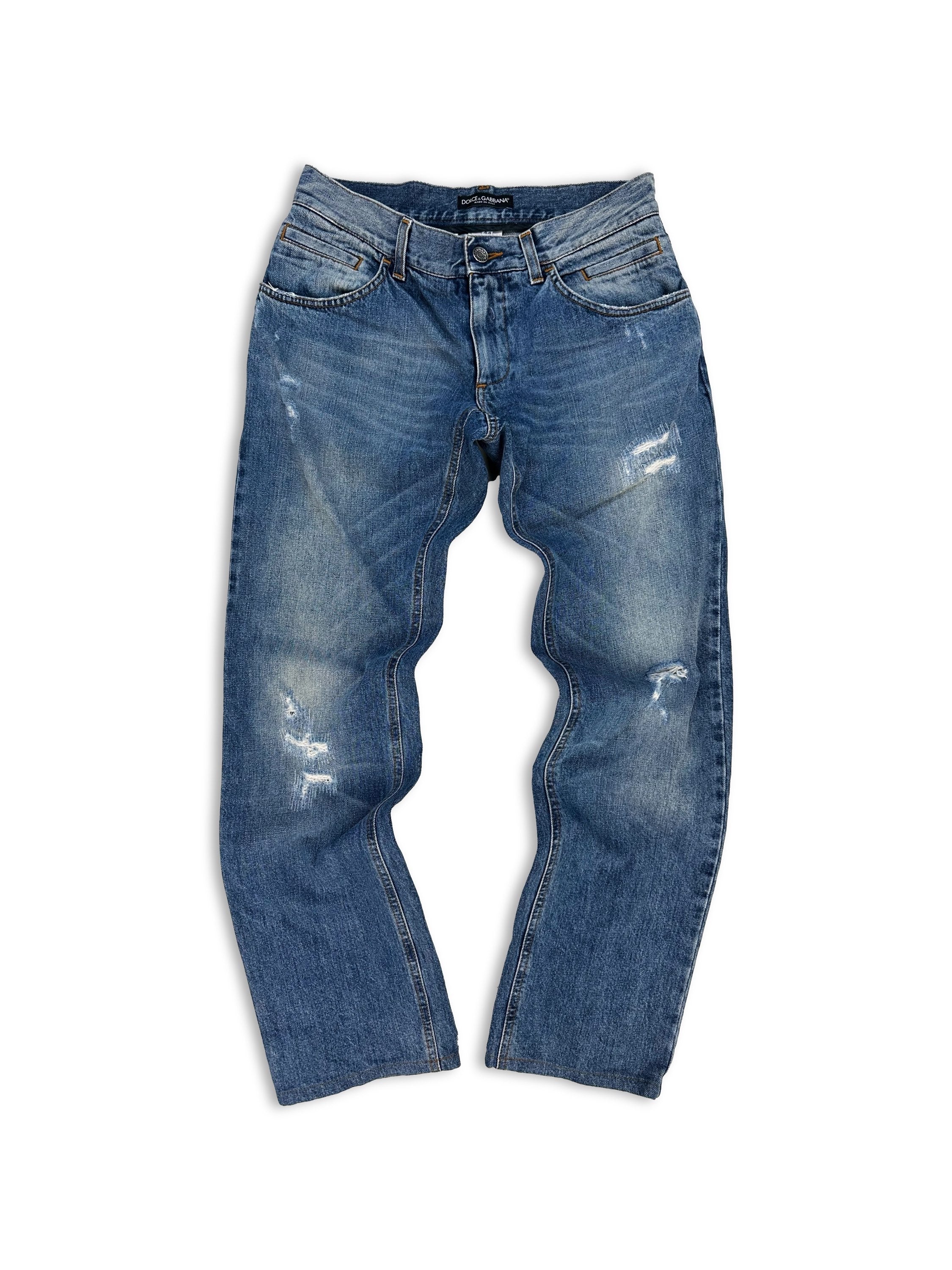 00s Dolce & Gabbana Blue Wash Distressed Denim