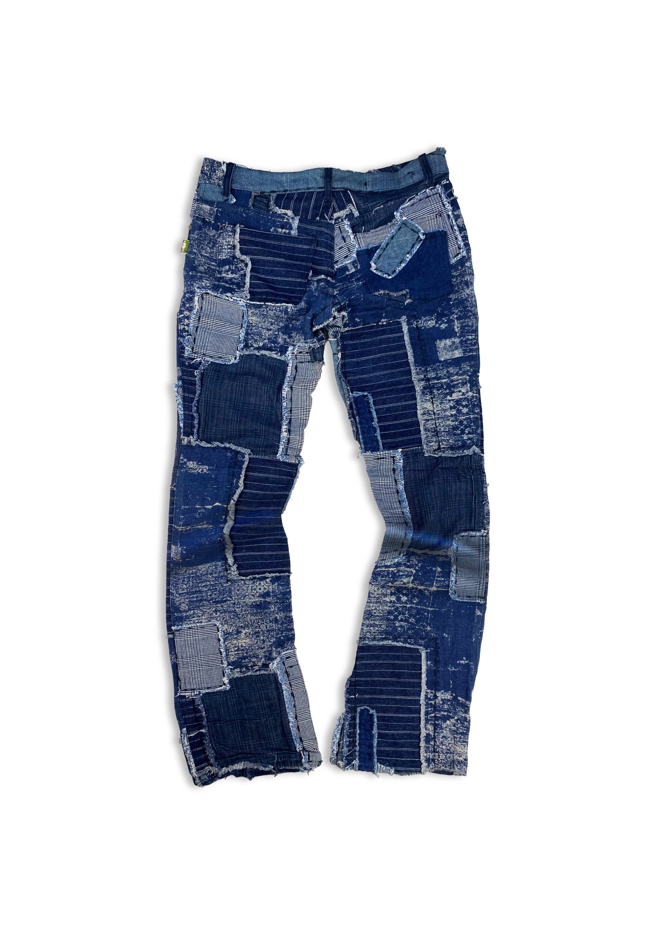 90s Jean Paul Gaultier ‘Patchwork’ Distressed Indigo Denim