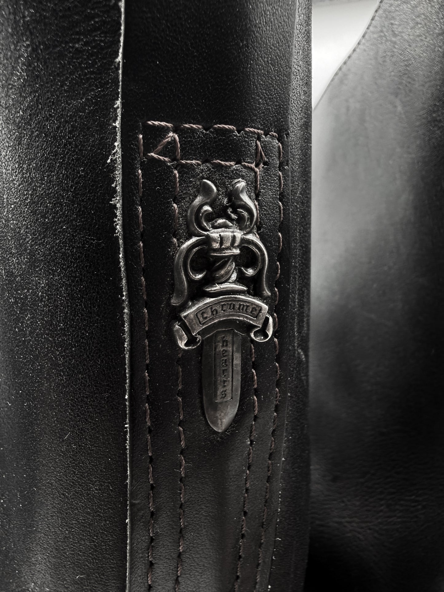Chrome Hearts x Wesco Engineer Gunslinger Dagger Pendant Black Leather Boots