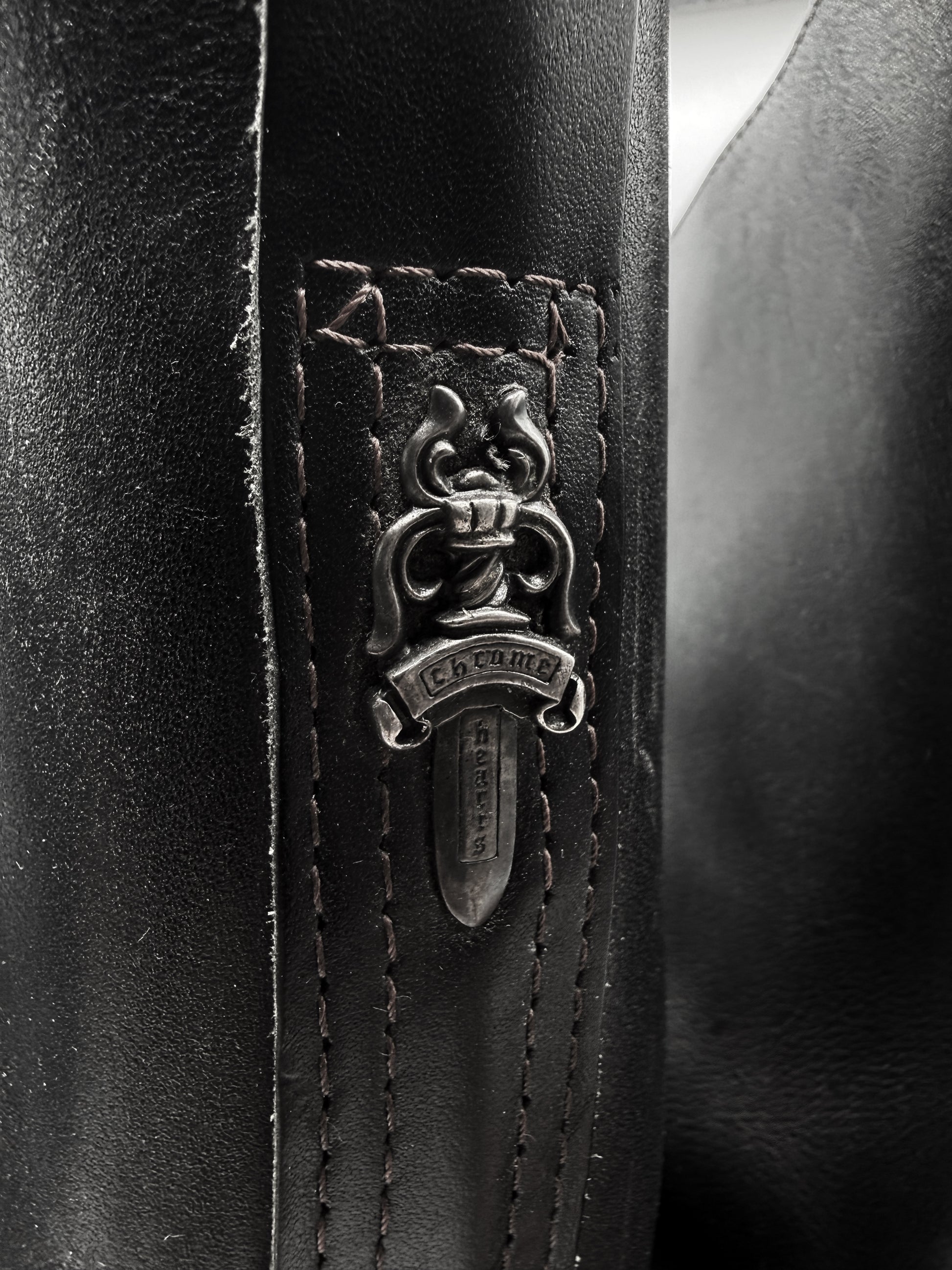 Chrome Hearts x Wesco Engineer Gunslinger Dagger Pendant Black Leather Boots