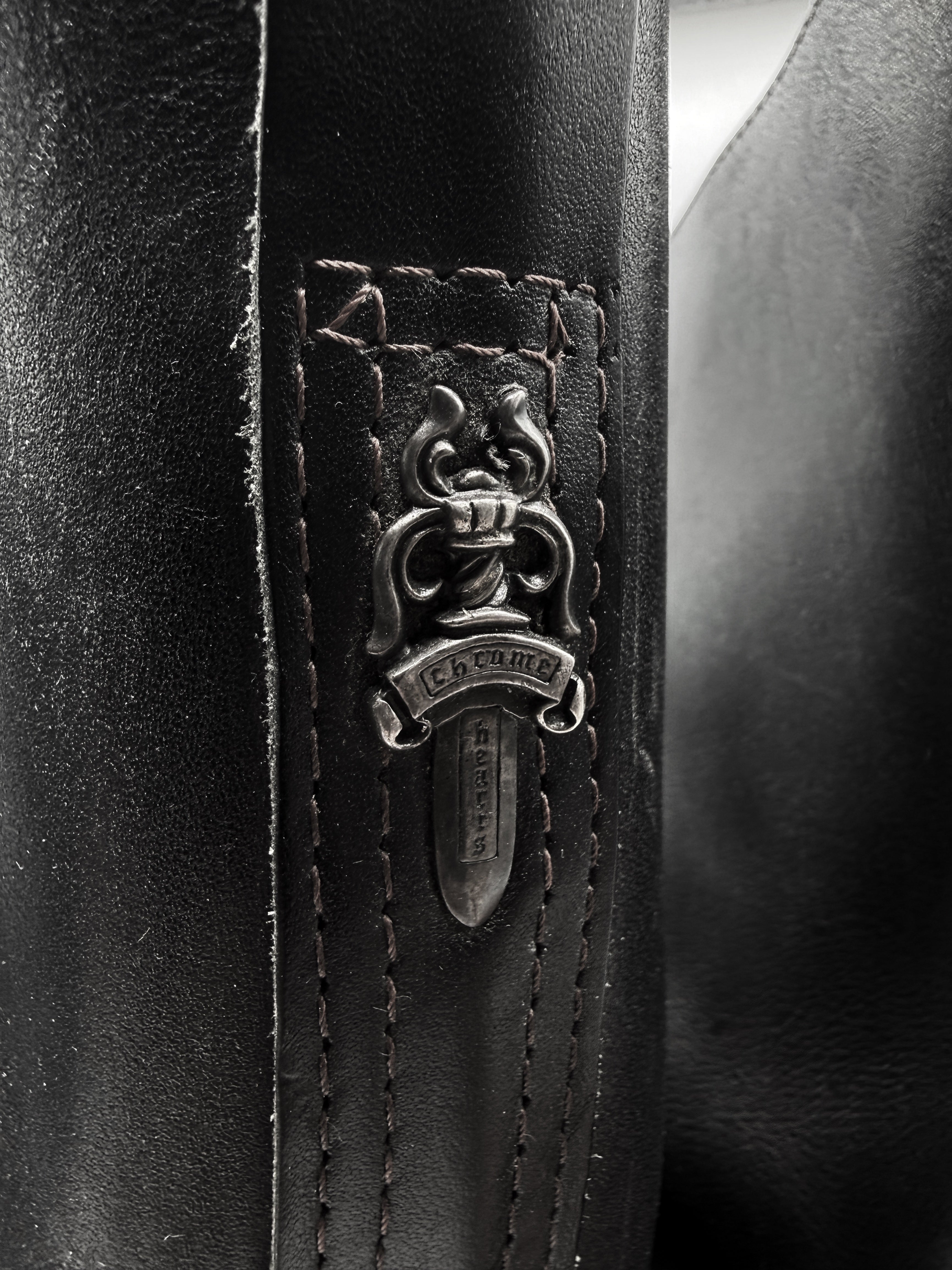 Chrome Hearts x Wesco Engineer Gunslinger Dagger Pendant Black Leather Boots