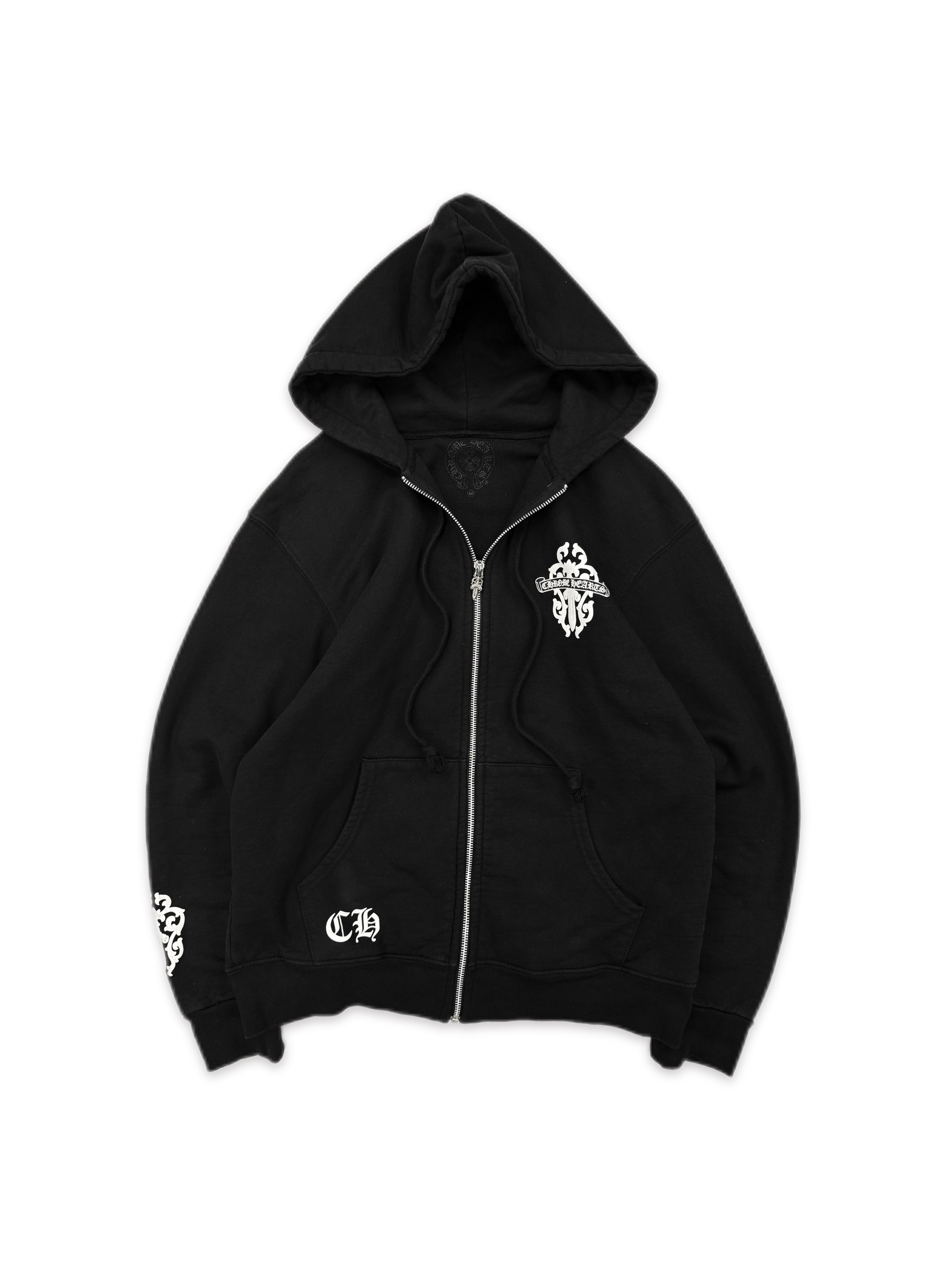Chrome Hearts Thermal Lined Dagger Monogram Zip-up Black Hoodie