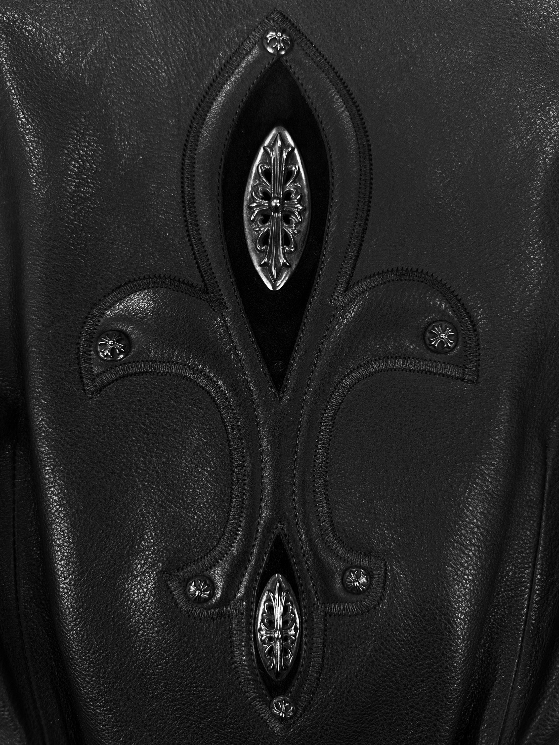 1993 Chrome Hearts Leather ‘Fleur’ .925 Silver Black Vest