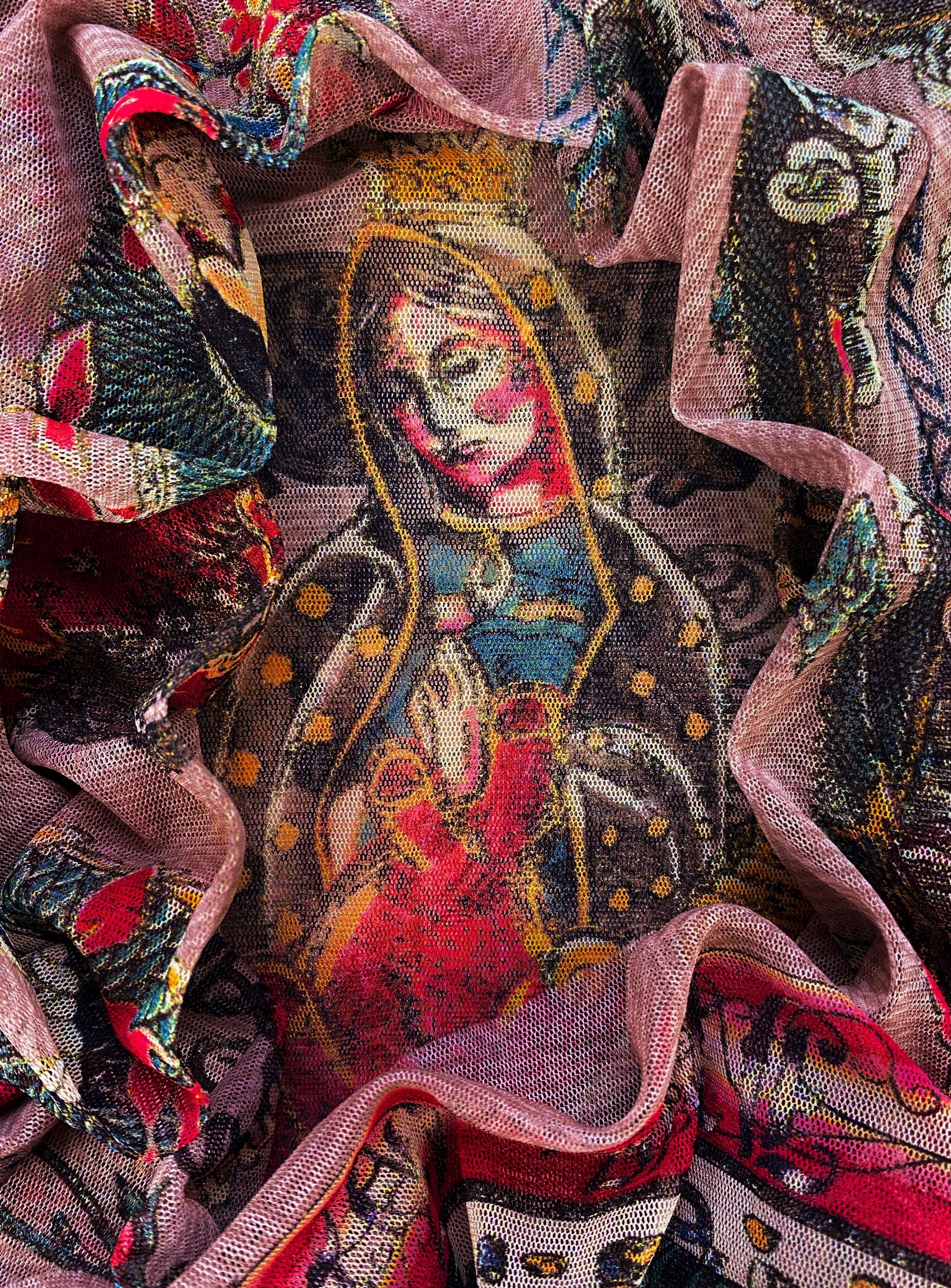 SS04 Jean Paul Gaultier ‘Jesus & The Virgin Mary’ Mesh Tattoo Longsleeve