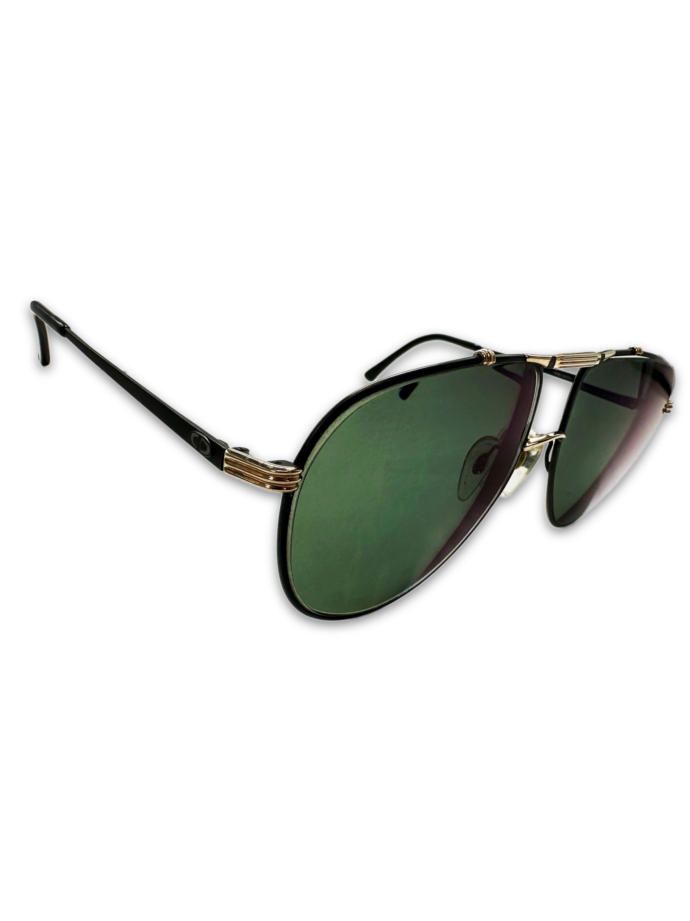 90s Dior Green Tint Metallic ‘CD’ Logo Sunglasses
