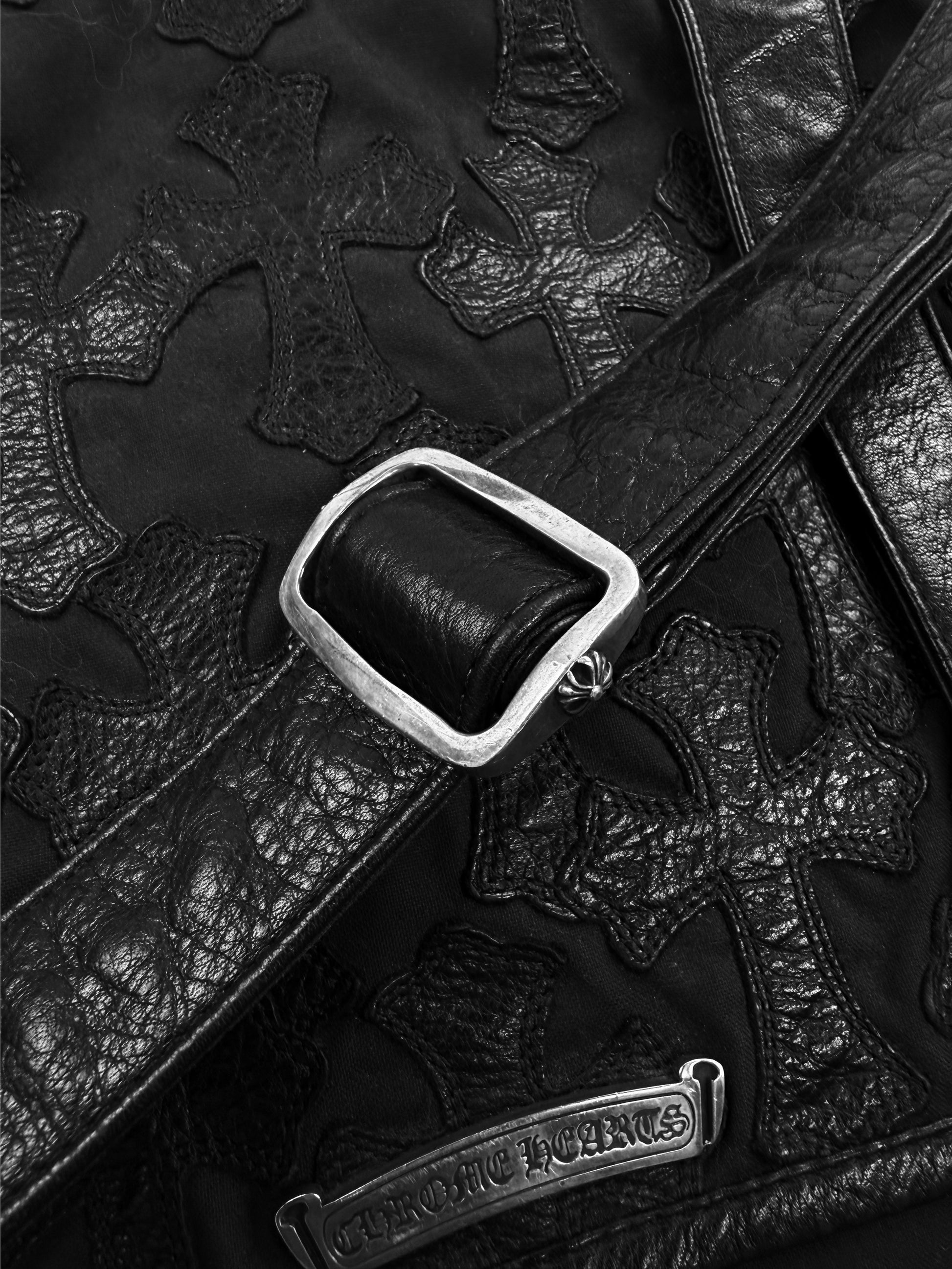 Chrome Hearts Cemetery Leather Cross Patch XL Messenger Crossbody Bag