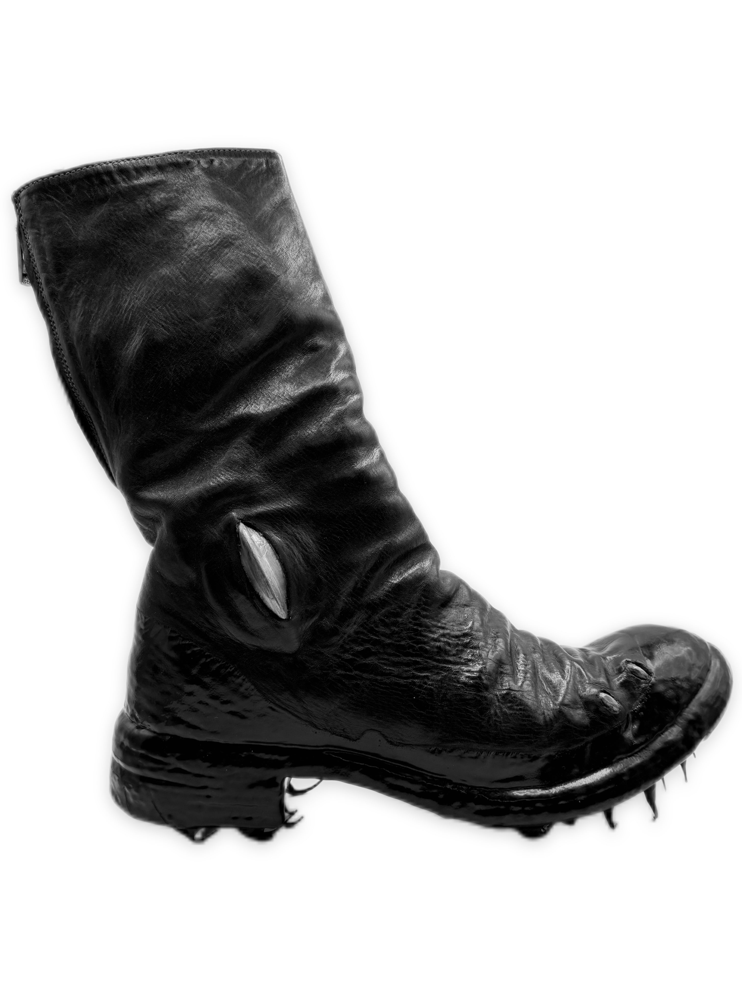 Carol Christian Poell Drip Sole Prosthetic Tornado Zip Black Leather Boots
