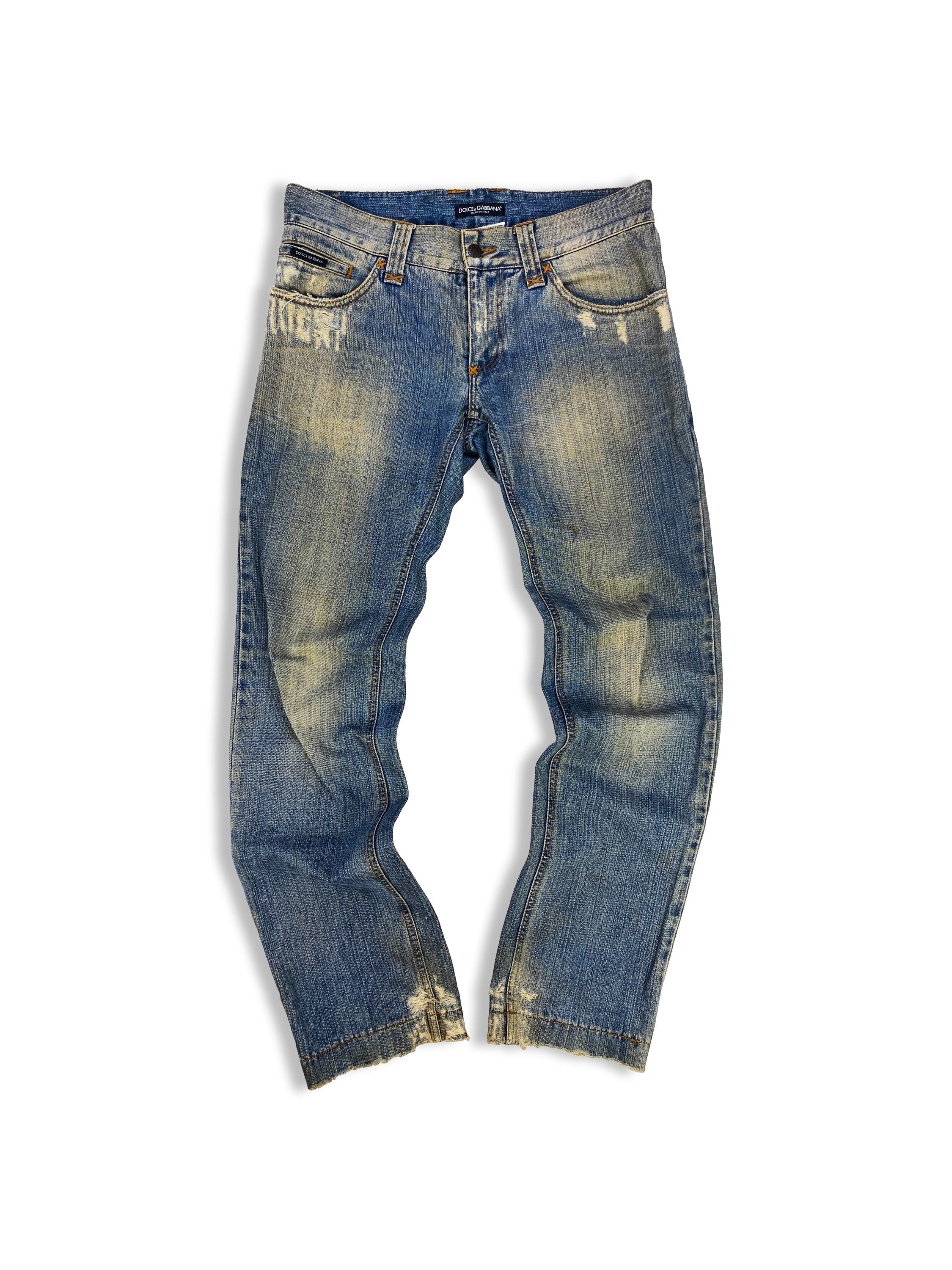 00s Dolce &amp; Gabbana Distressed Sand Wash Denim