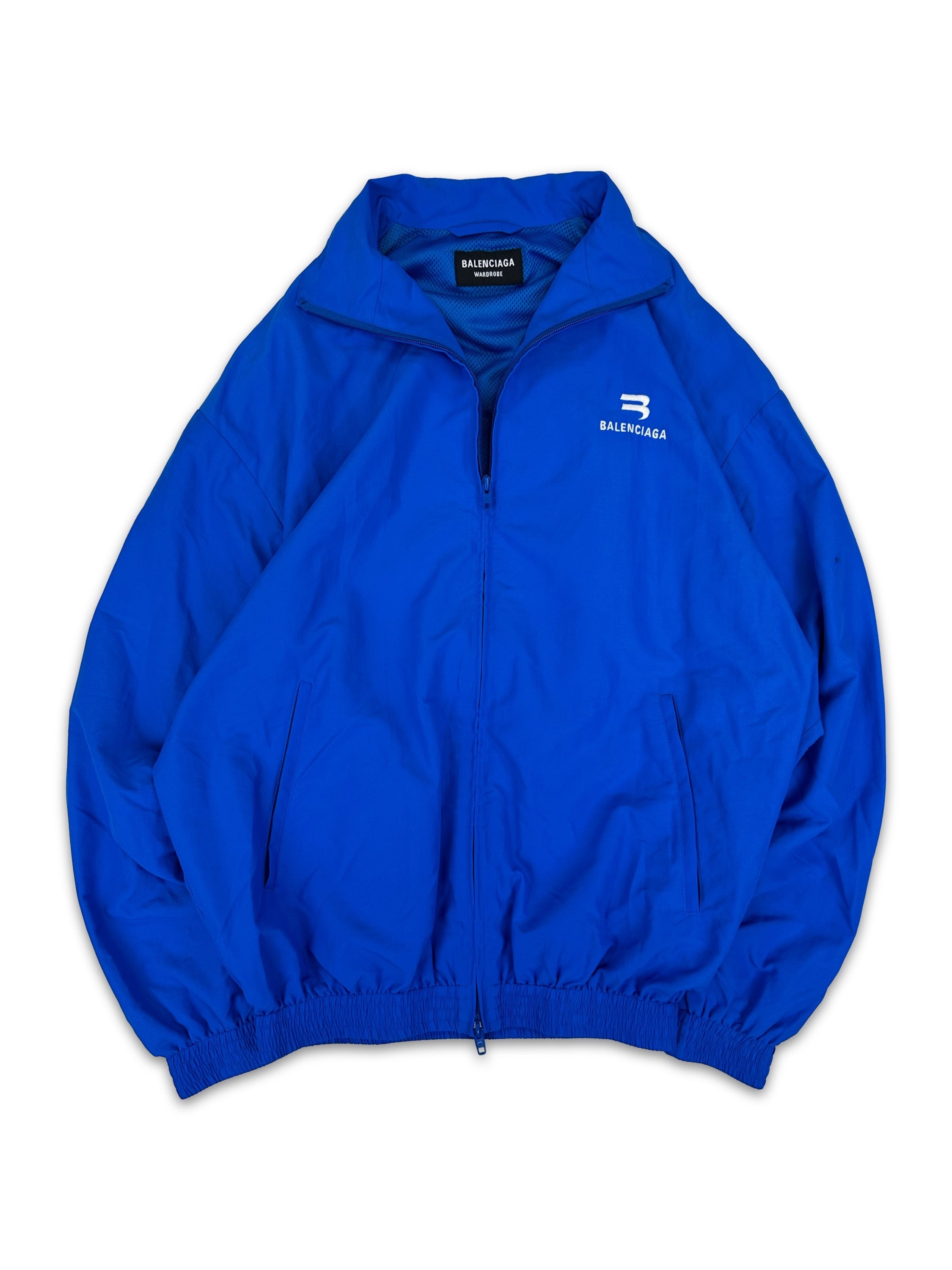 AW21 Balenciaga Sky Blue ‘B’ Logo Zip-up Track Jacket
